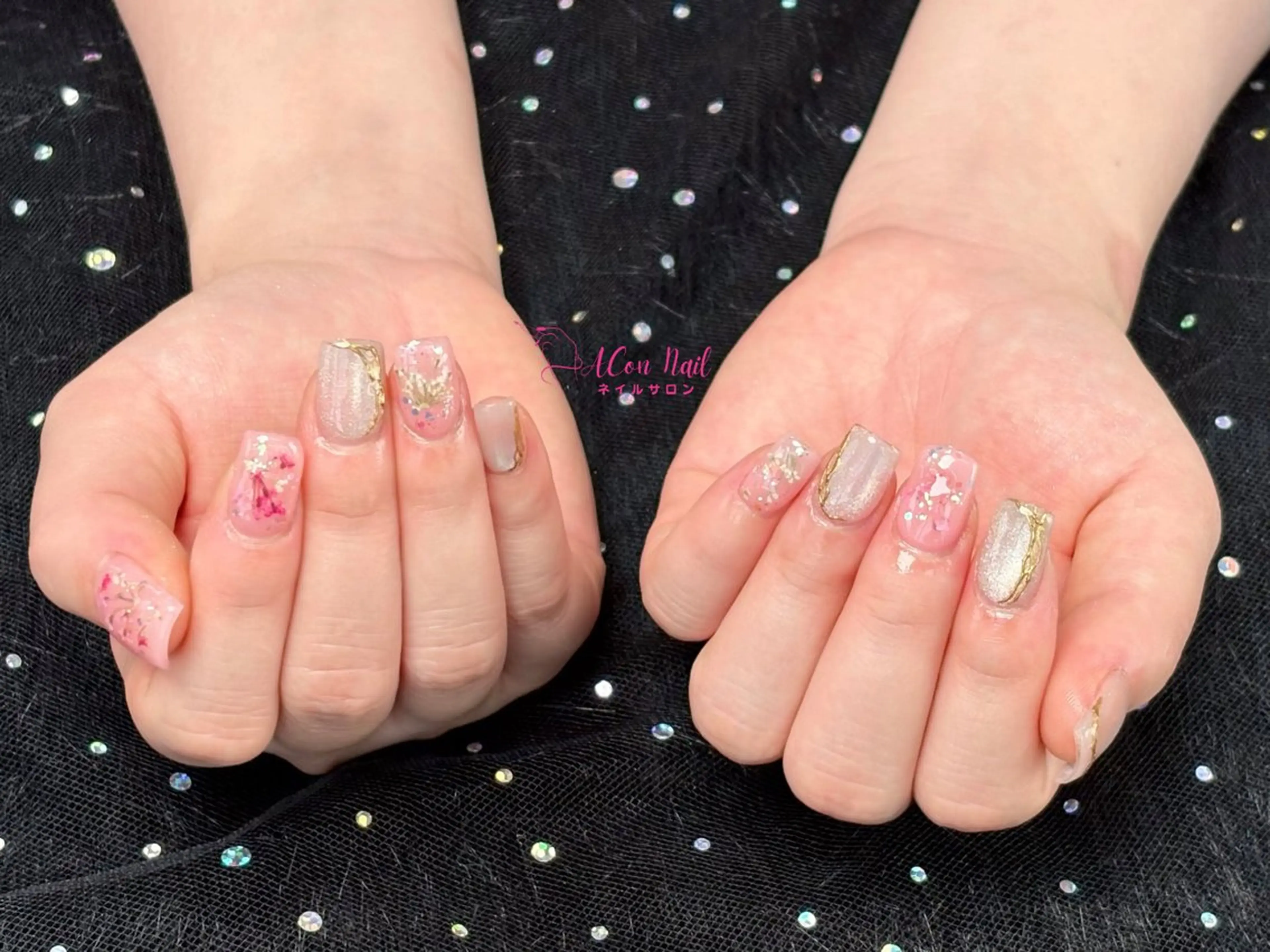 ネイル 桜ネイル 長さ出し フラワーネイル フレンチネイル ジェルネイル ハンドネイル AConNailSalon所属・ACon NailSalonのネイルデザイン
