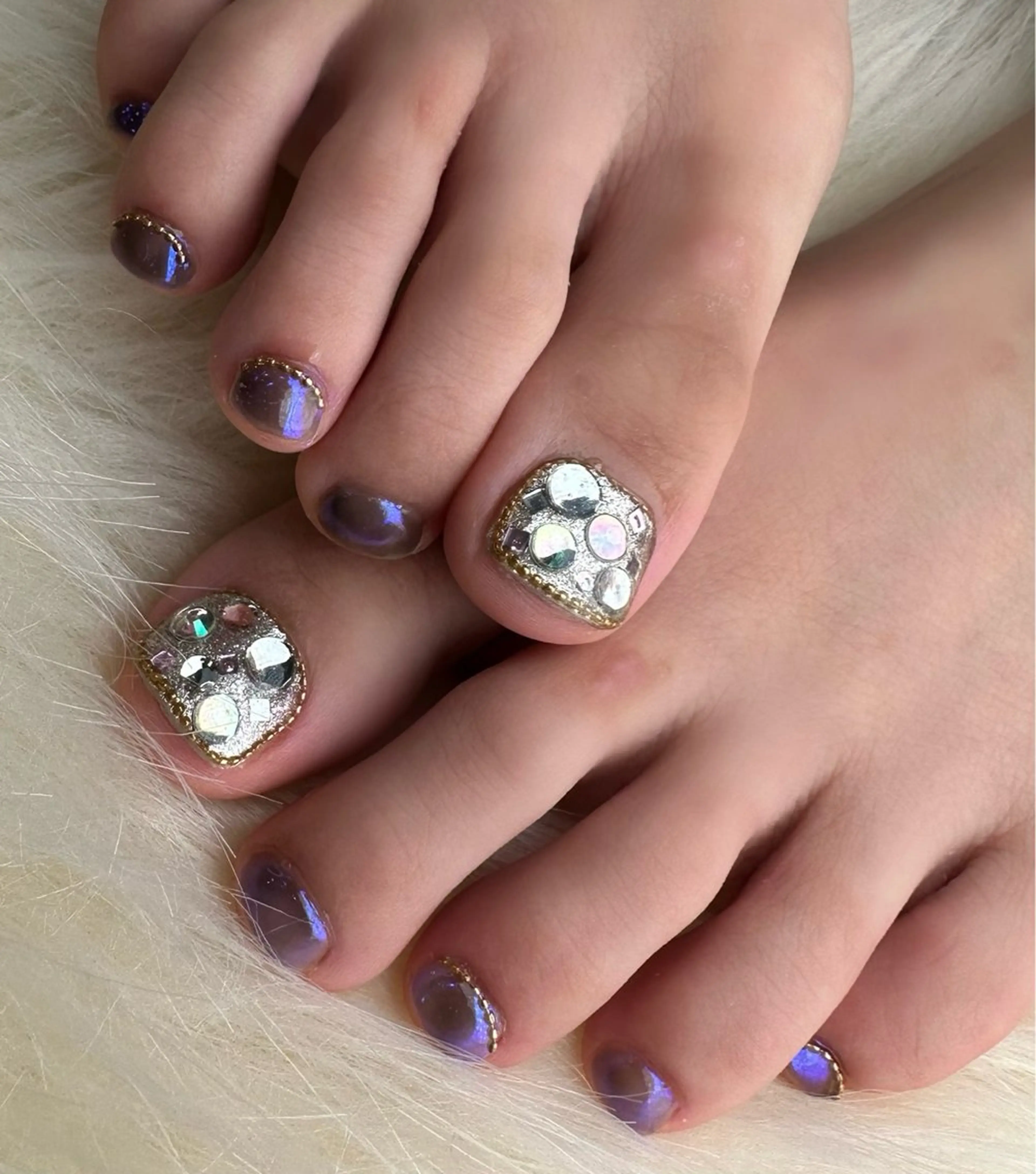 ネイル オーロラネイル パープル フットネイル Nail ameria megu所属・ameria meguのネイルデザイン