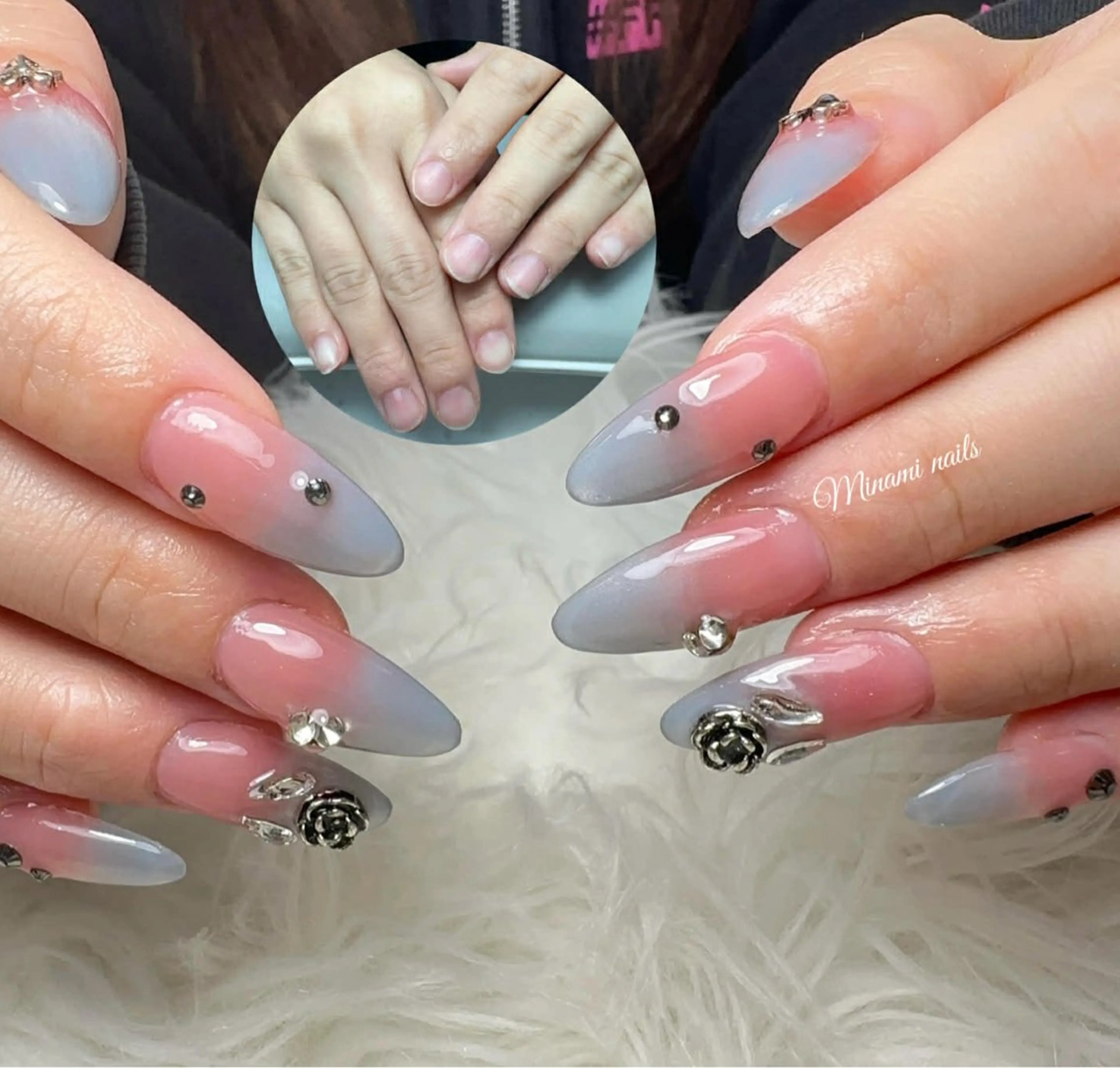 ネイル アートネイル オーロラネイル ガーリー キラキラネイル 韓国ネイル ハンドネイル Minami Nailsのネイルデザイン