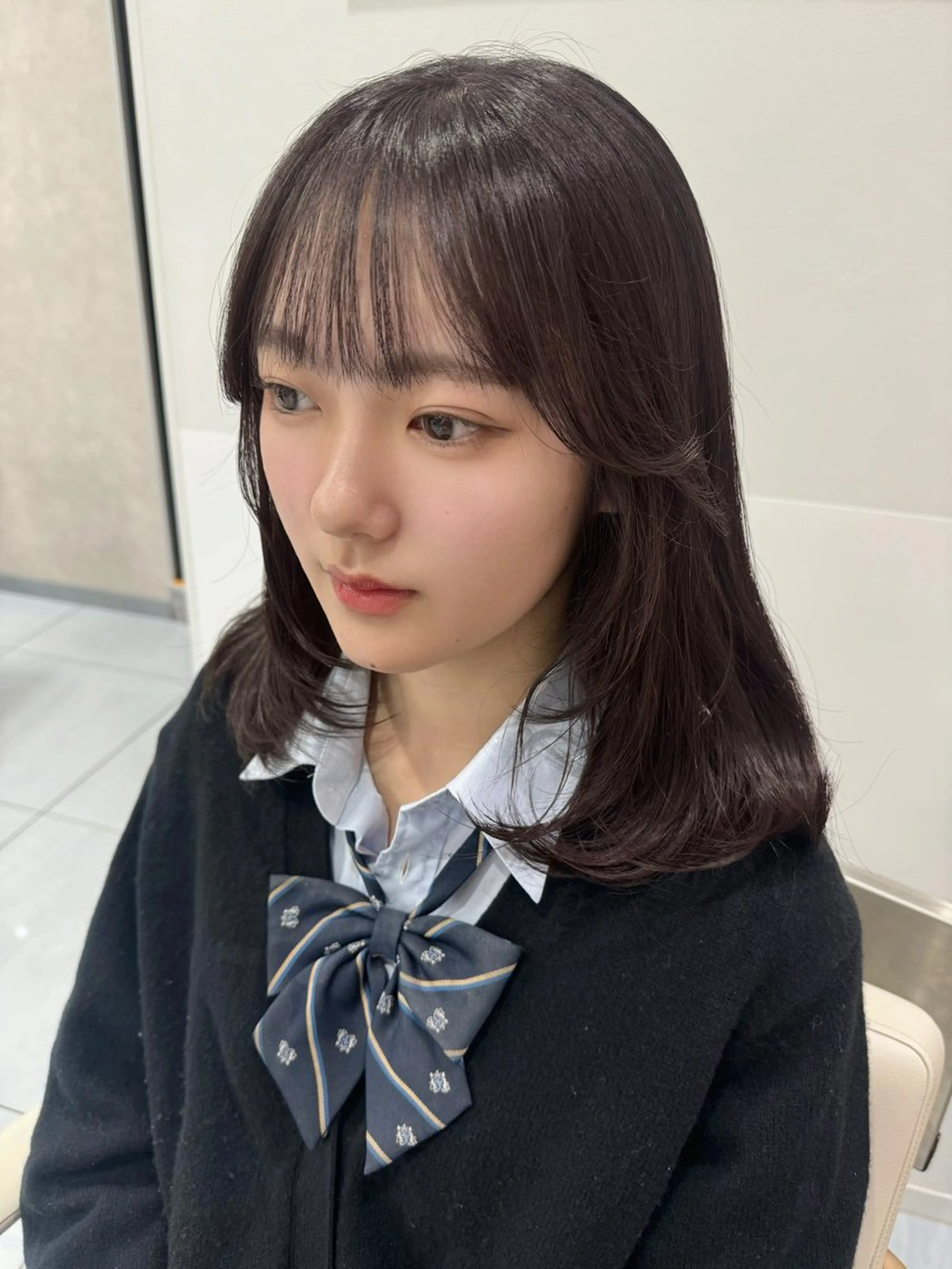 セミロング カット リアル上品盛れ/ 韓国ヘア/モモ/横浜のヘアスタイル