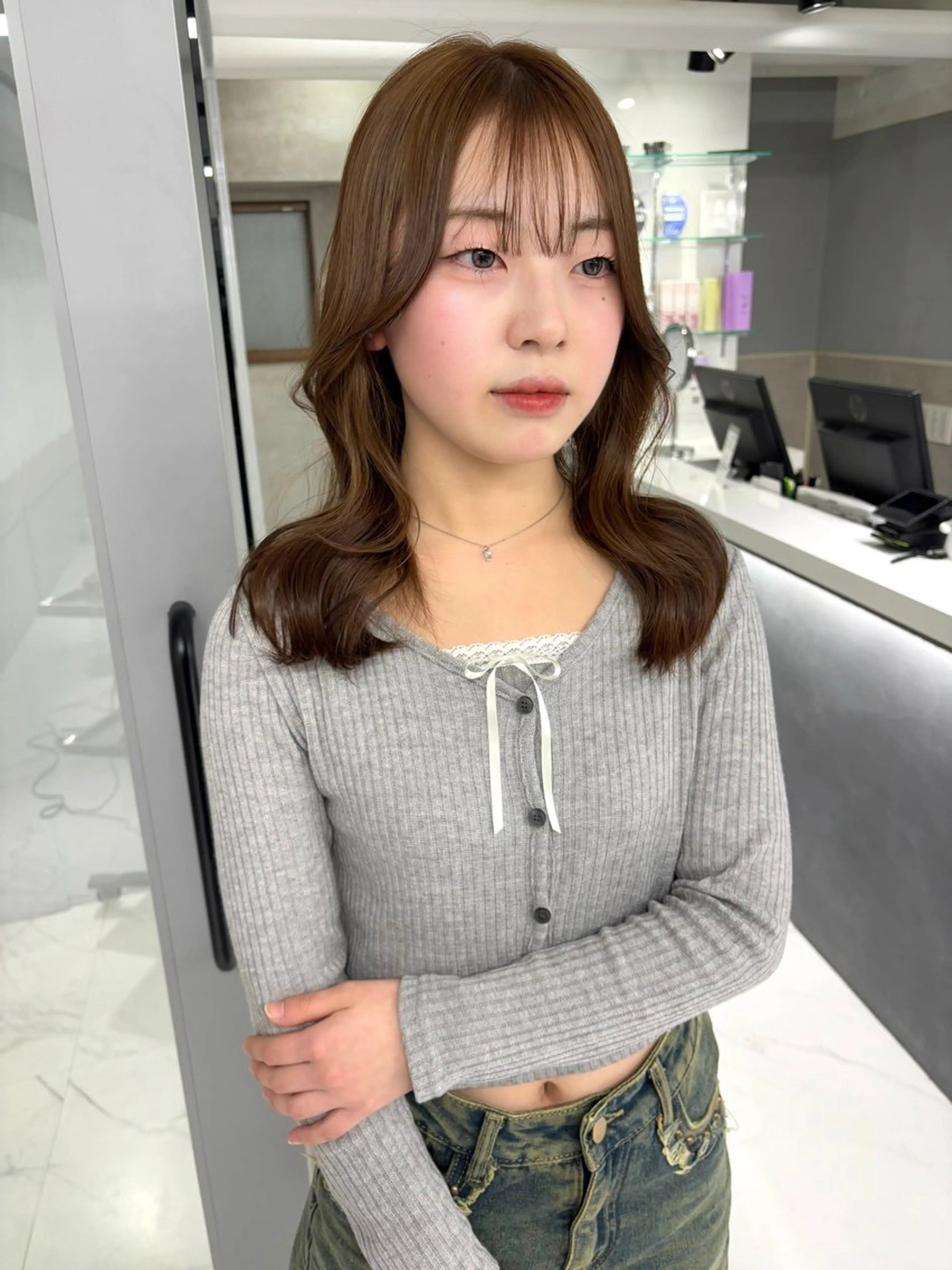 セミロング カラー ブリーチ 透明感カラー ダブルカラー ブリーチなしカラー ヘアカラー Miyu🎀レイヤー ／透明感カラー🪽のヘアスタイル