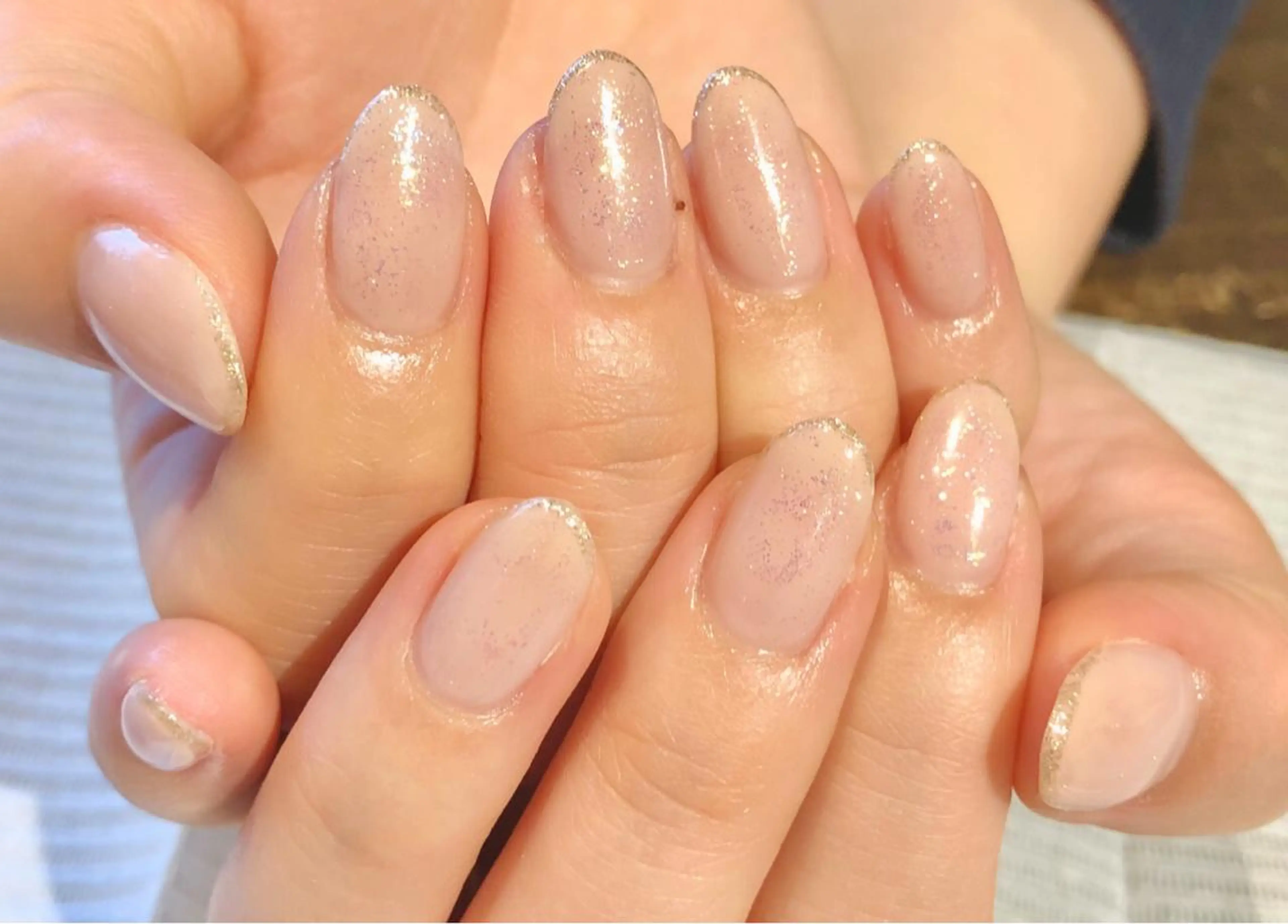 ネイル フレンチネイル ラメ(グリッター) ピンク TRAM-nail moriizumiのネイルデザイン