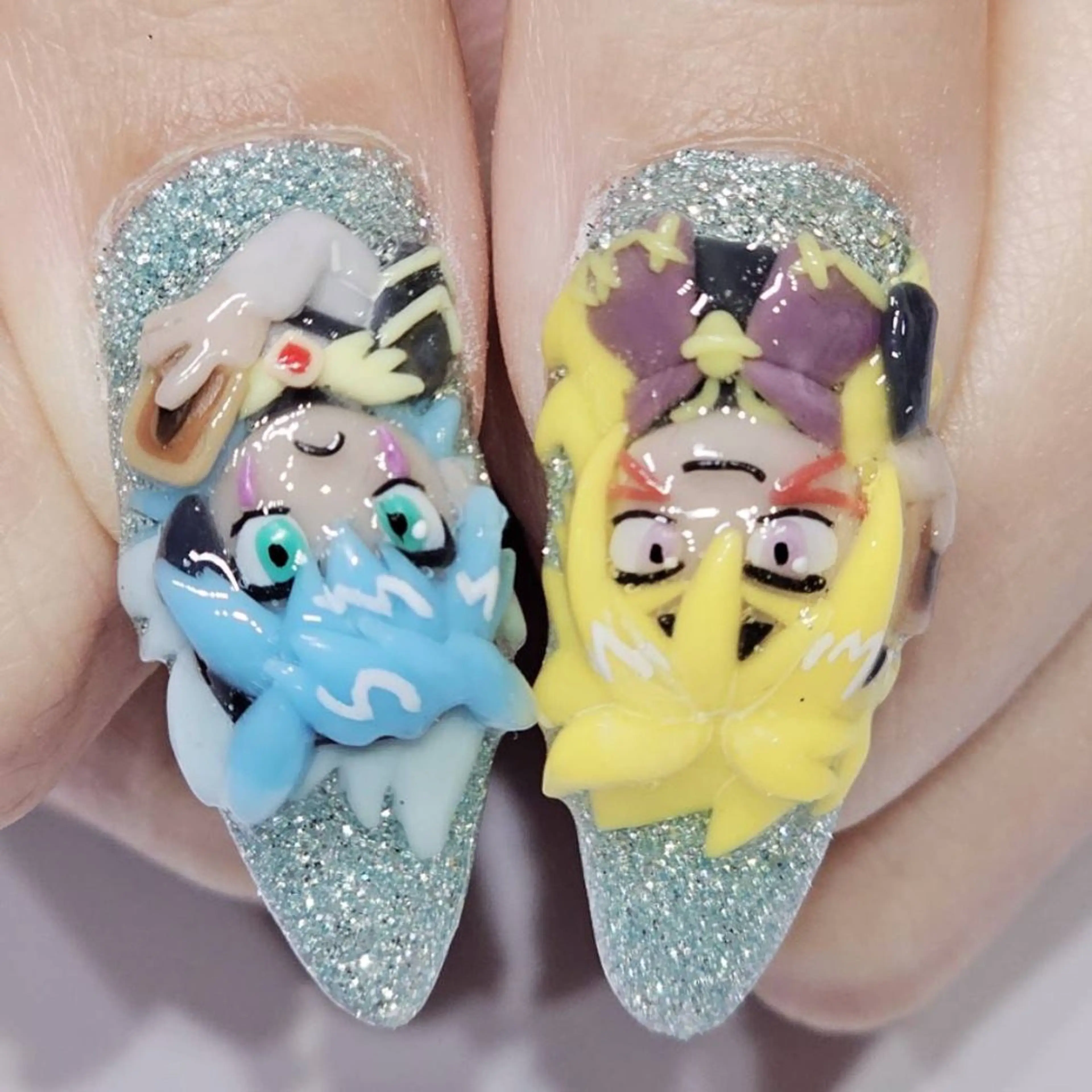 ネイル アートネイル ブルー ラメ(グリッター) ワンカラーネイル ハンドネイル よしだ ひろきのネイルデザイン