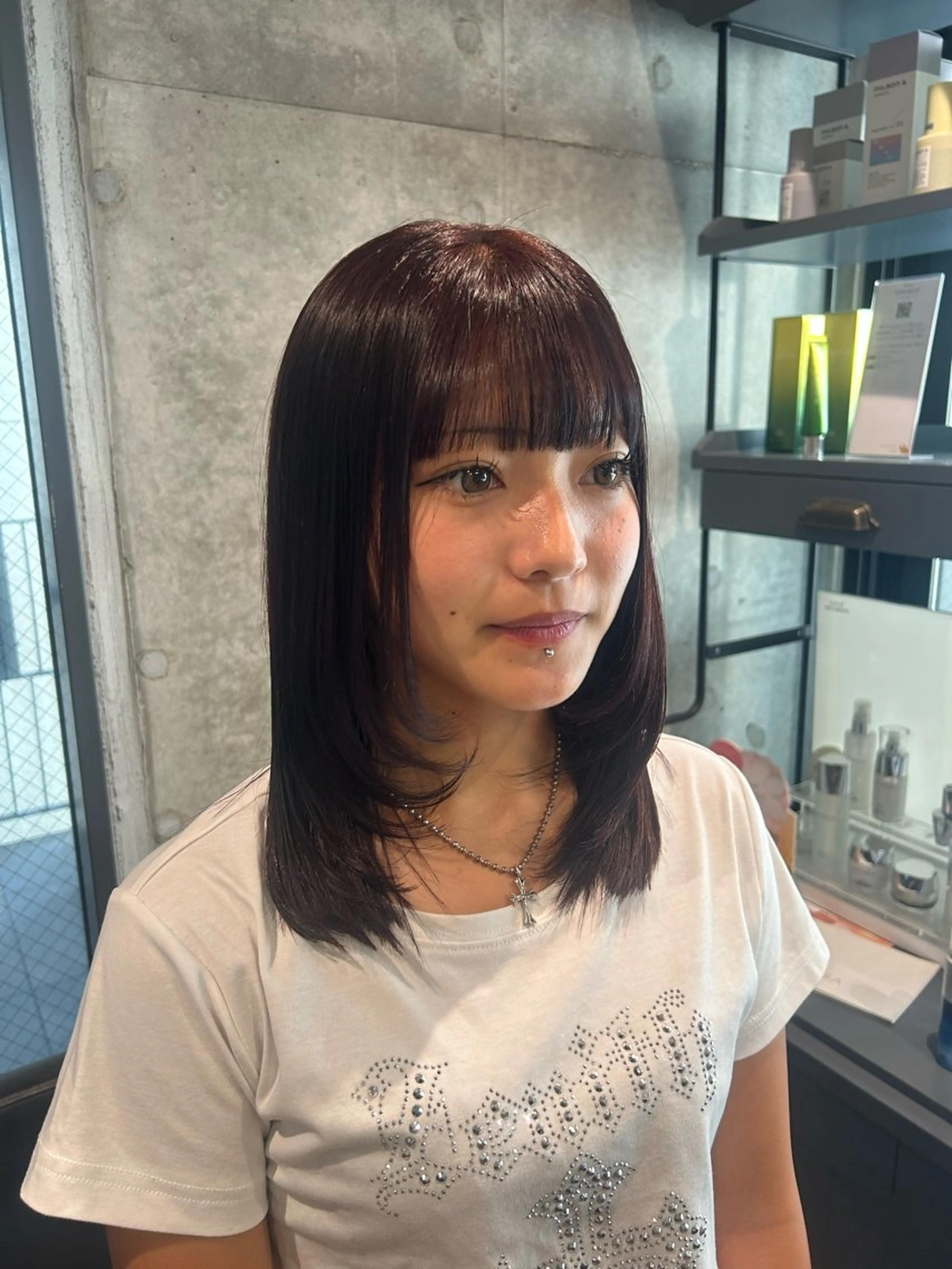 ミディアム カラー 透明感カラー/縮毛/ chino🍀のヘアスタイル