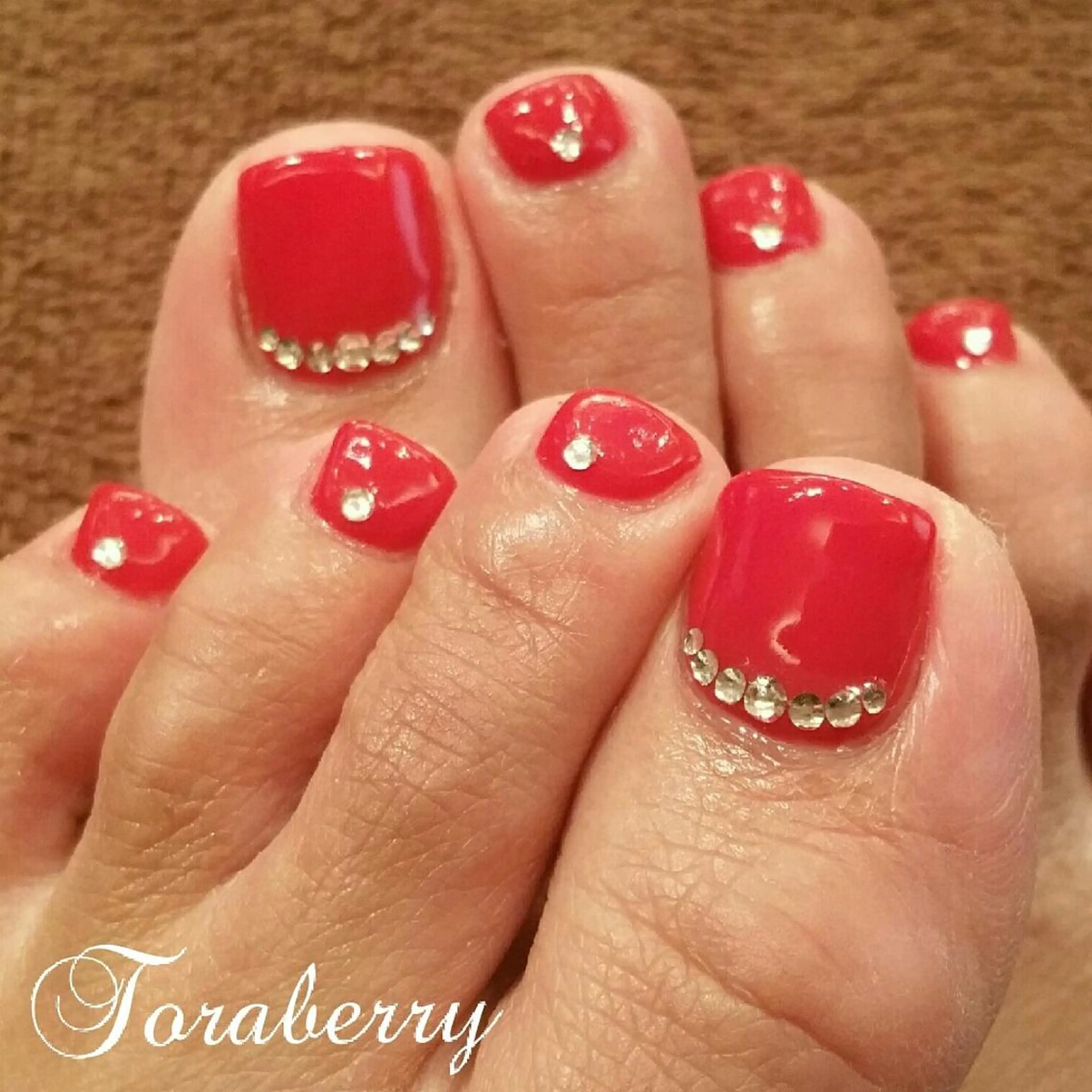 ネイル フットネイル 赤色 シンプルネイル ネイリスト なつみのネイルデザイン