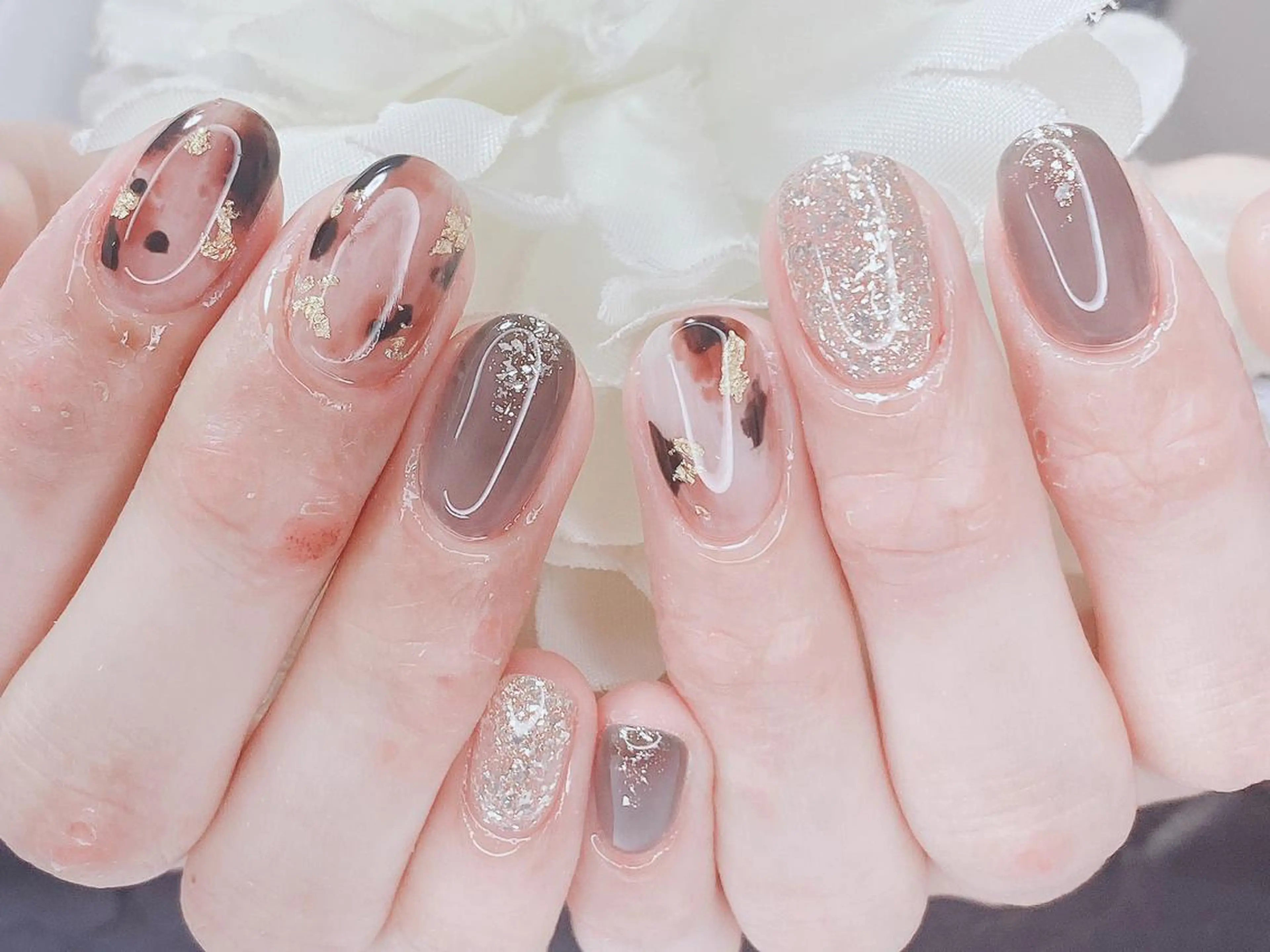 ネイル アニマル柄 アートネイル フレンチネイル グラデーション キラキラネイル Ｎail Ｓalon ertiのネイルデザイン