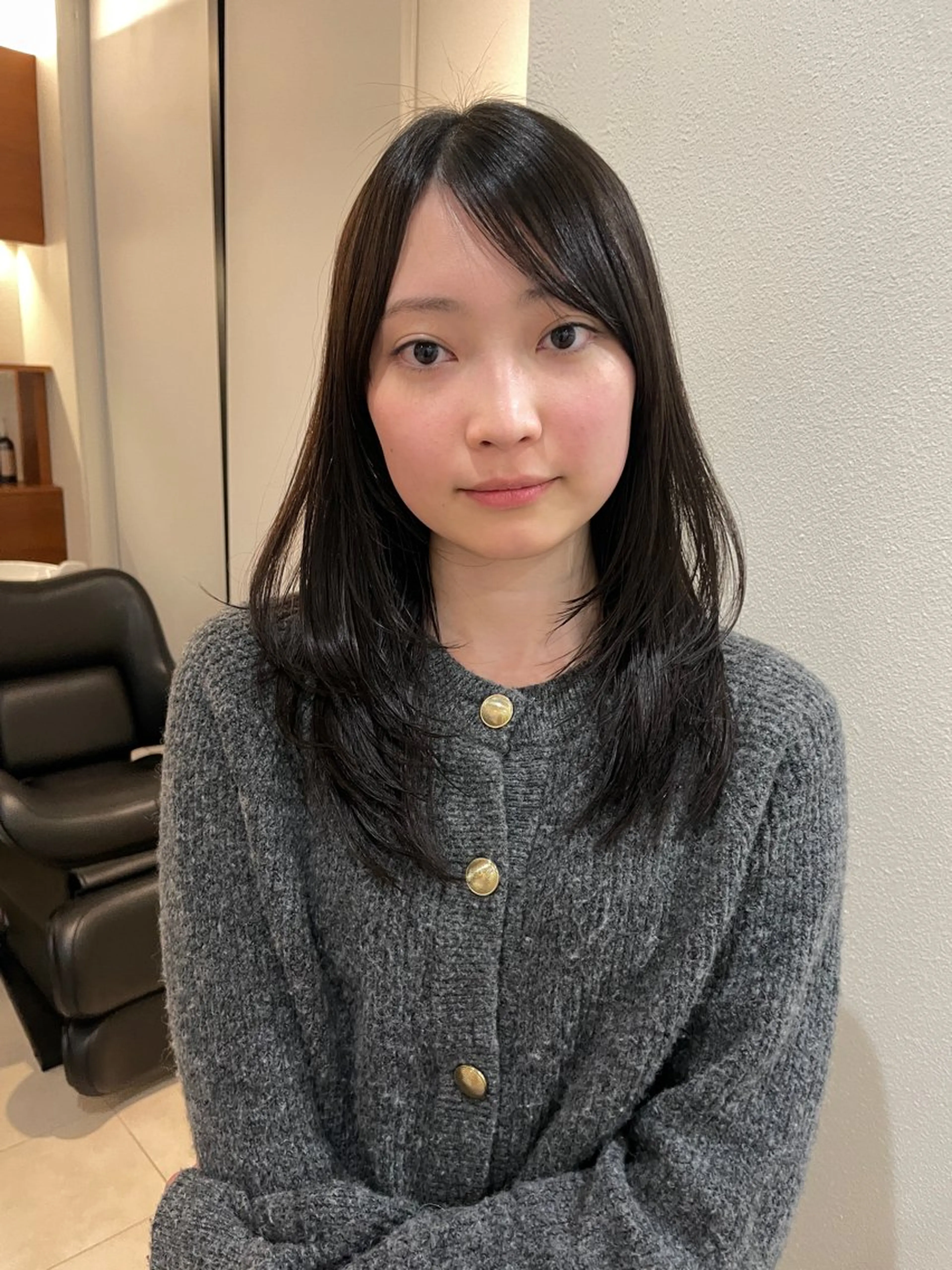 セミロング カラー カット ヘアカラー 抜け感ボブ×パーマ ｜kazaneのヘアスタイル