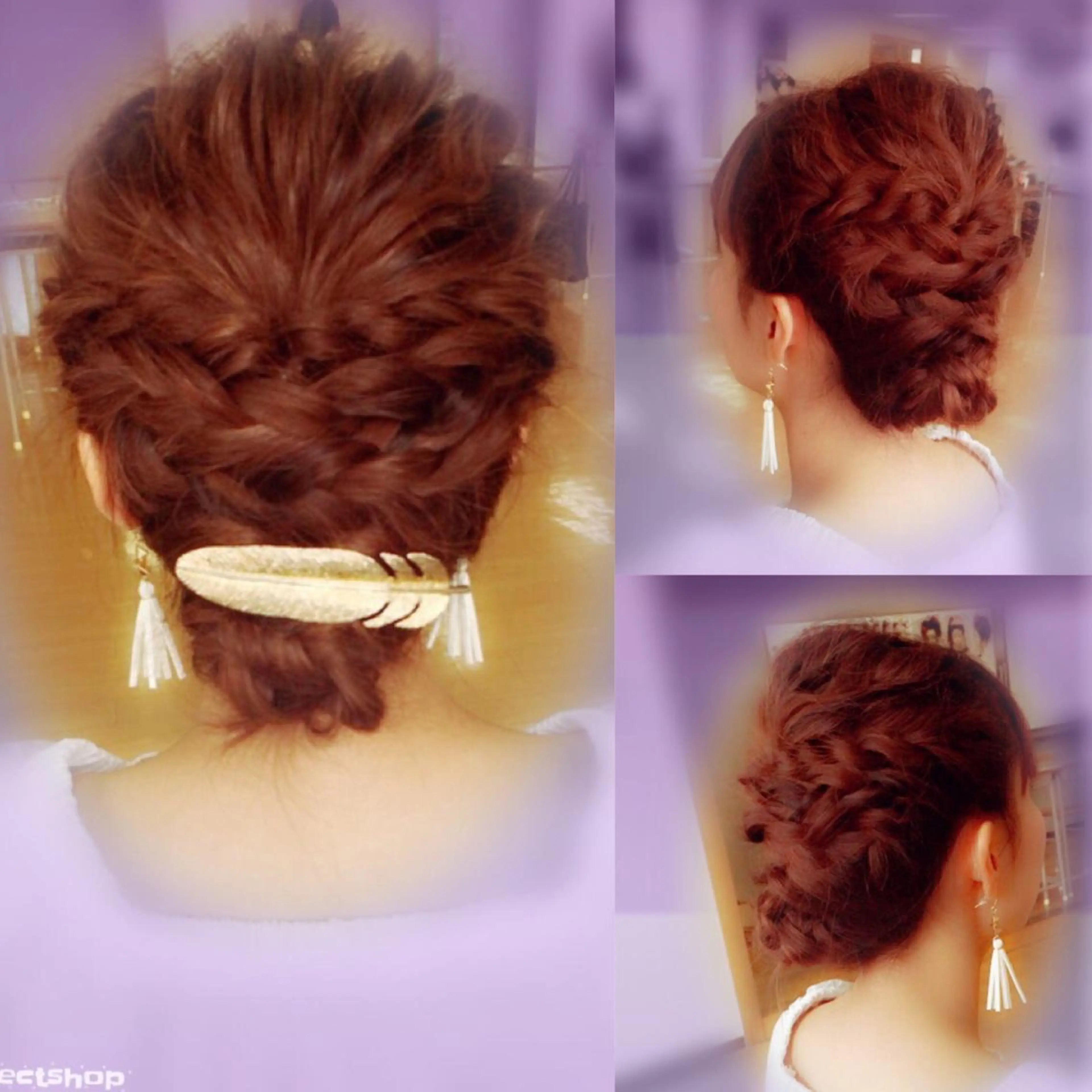 セミロング ヘアアレンジ 三つ編み ヘアセット SALON DE KIKUCHI 本店所属・菊池 栄里奈のヘアスタイル