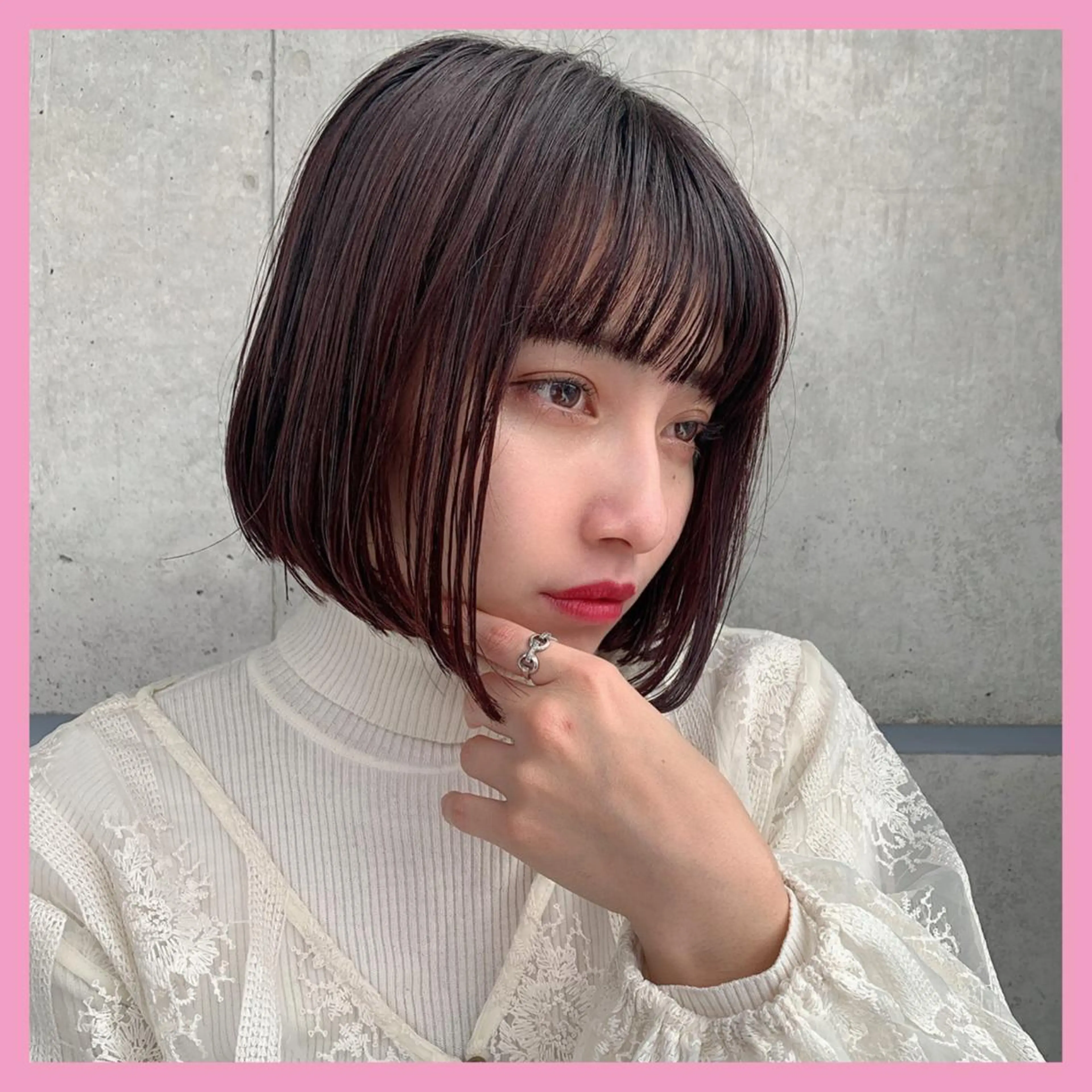 セミロング カラー ヘアアレンジ レッドカラー ボブ カット ヘアカラー トリートメント ヘッドスパ ヘアセット 💖韓国ヘアの匠 💖TAKUMI💖のヘアスタイル