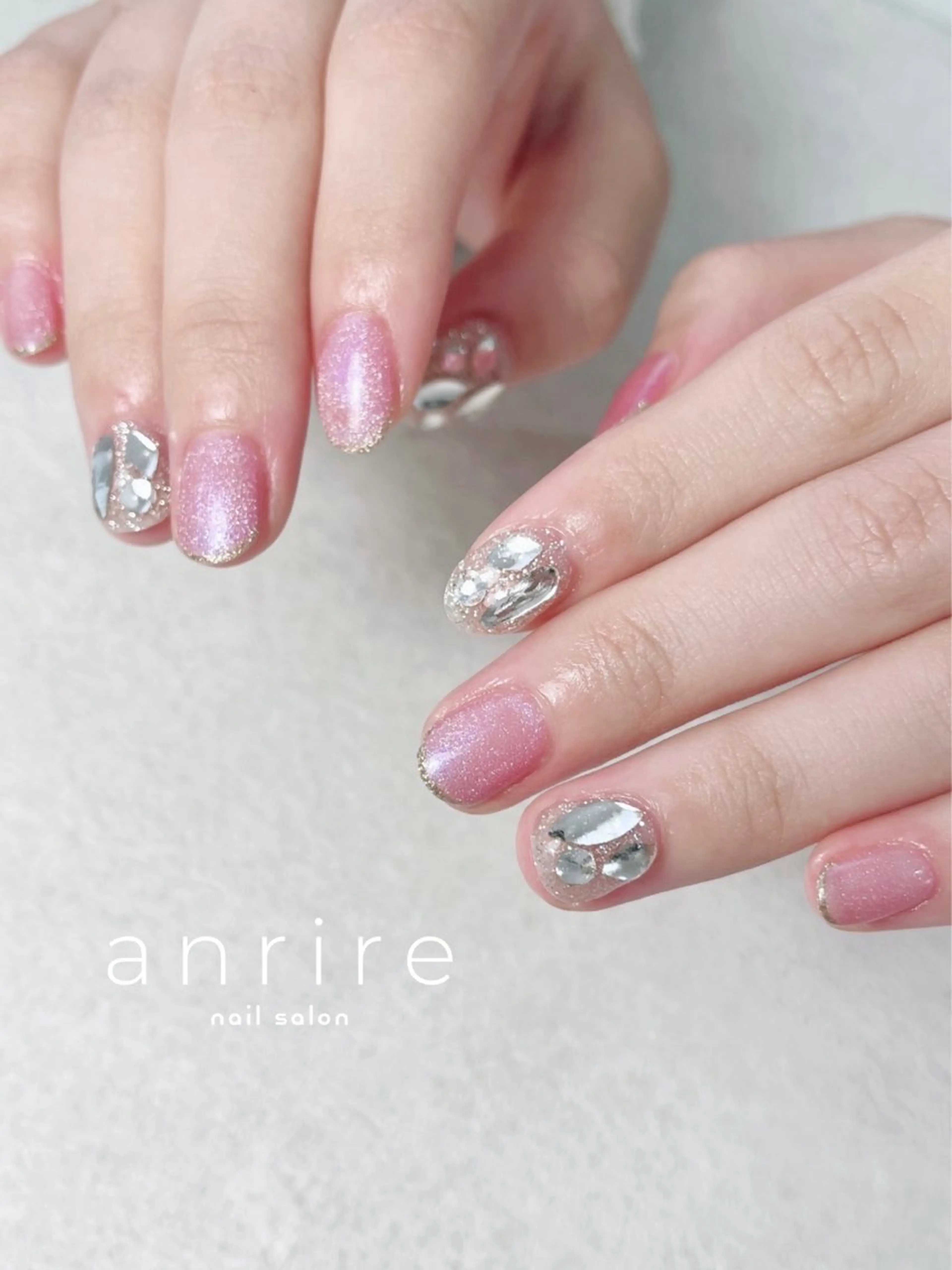 ネイル ジェルネイル キラキラネイル ラメ(グリッター) マグネットネイル パラジェル ハンドネイル nailsalon anrireのネイルデザイン