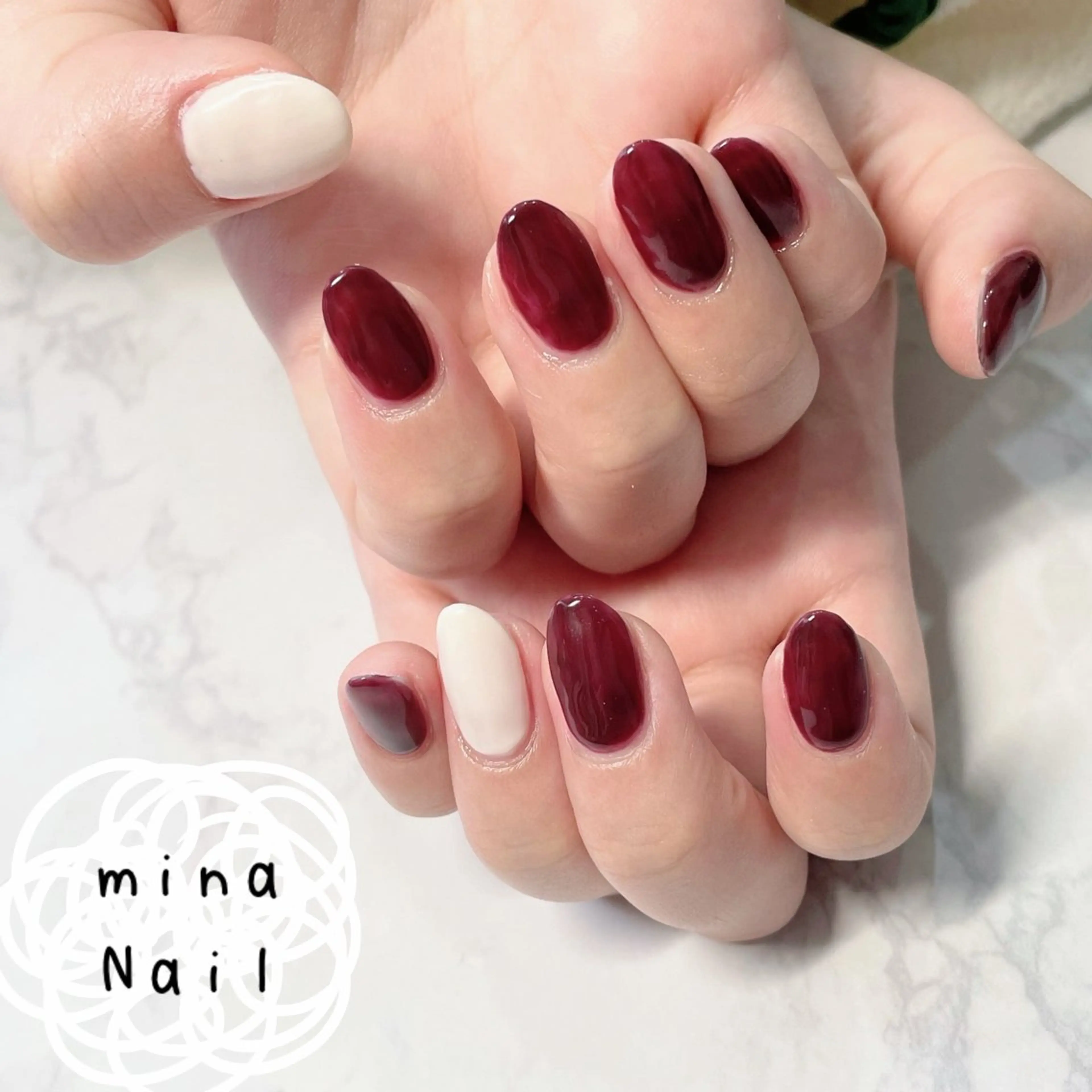 ネイル ワンカラーネイル バレンタイン mina Nailのネイルデザイン