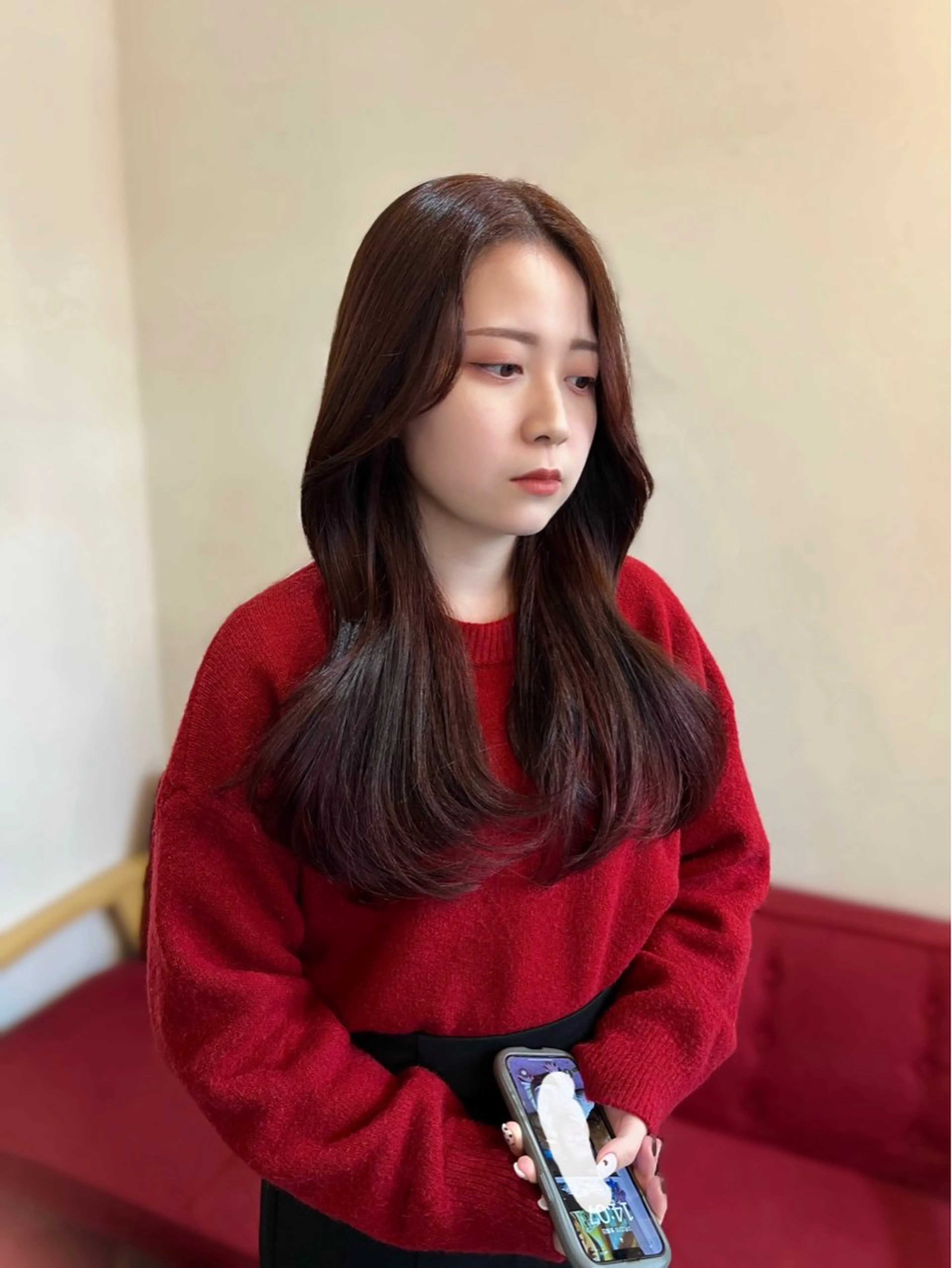 カラー ヘアアレンジ レッドカラー 似合わせ顔まわり カット💛森尾真由美のヘアスタイル