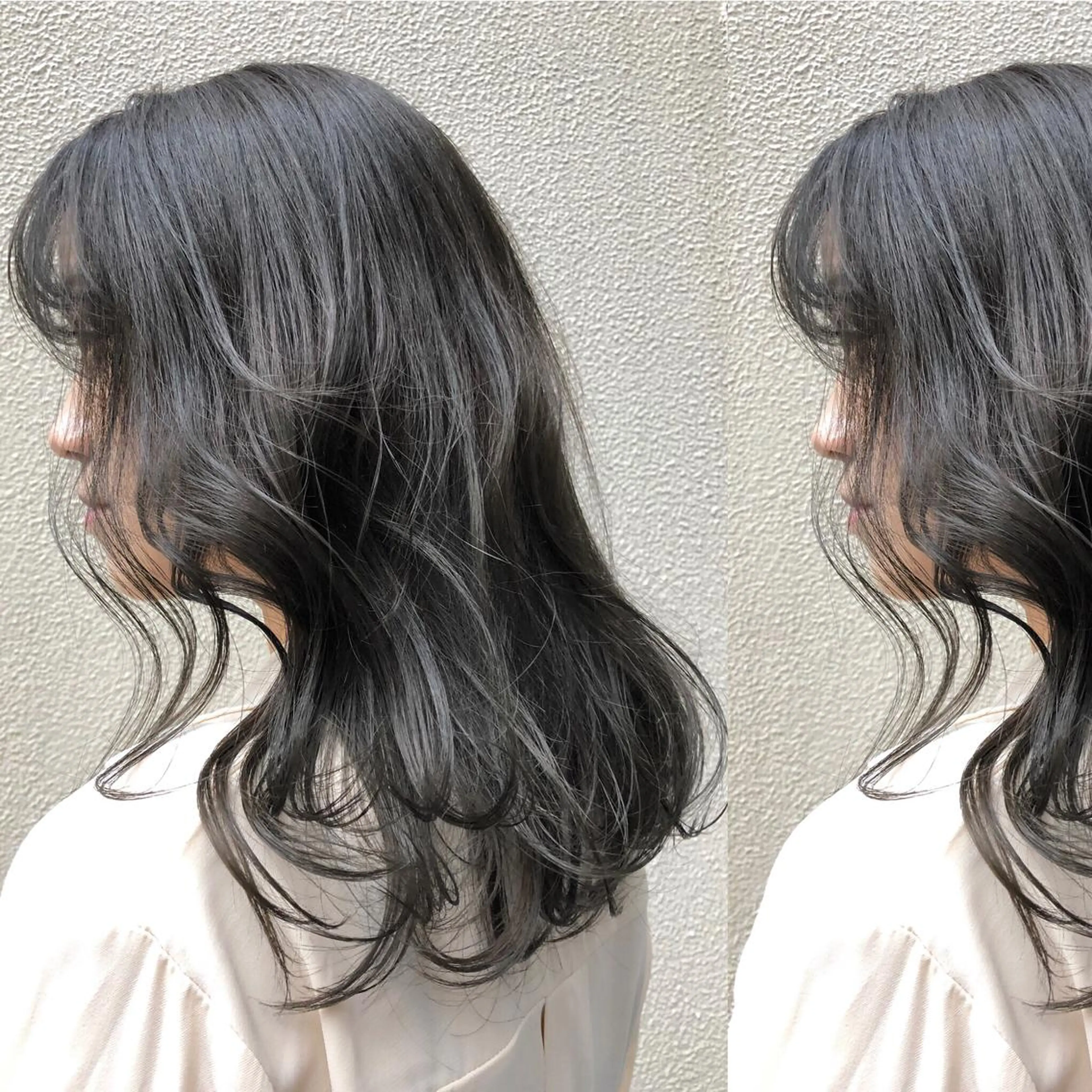 セミロング カラー グレージュ オリーブグレージュ オリーブグレー ヘアカラー ツキノキ ミナのヘアスタイル