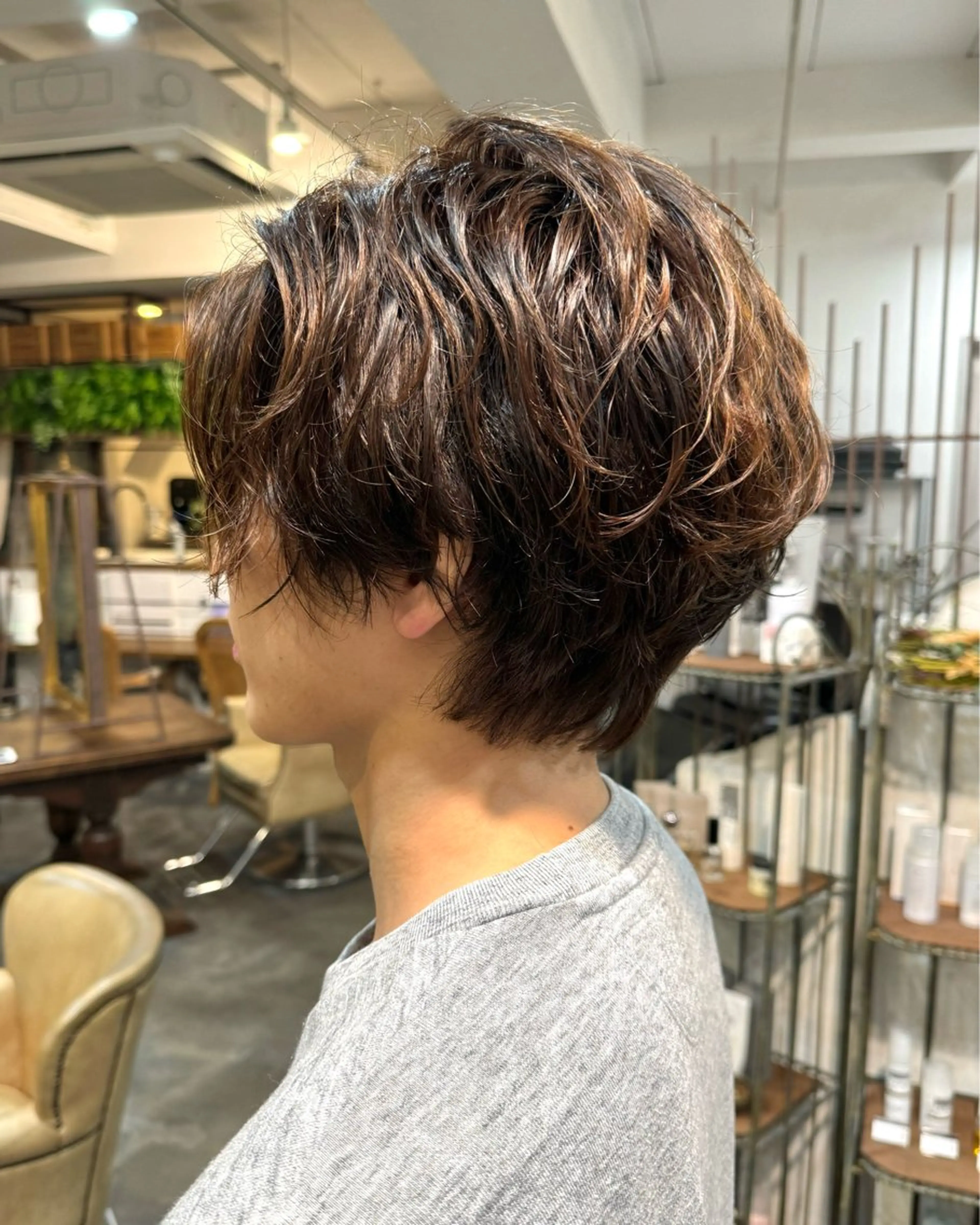 パーマ メンズ ショートボブ メンズブリーチ メンズハイライト メンズインナーカラー ボブ 🔆髪質改善 透明感 カラー🔆佐々木貴仁のヘアスタイル