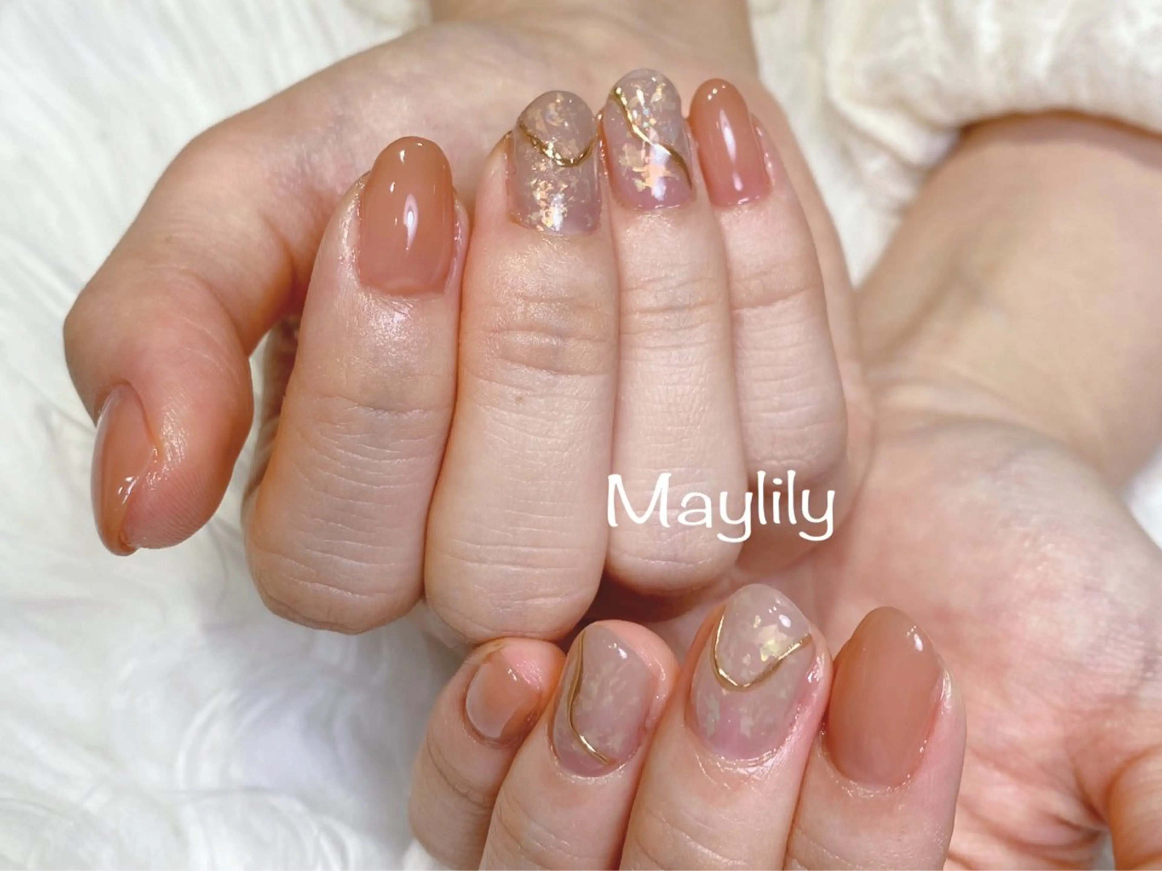 ネイル オレンジ ハンドネイル Nail salon Maylilyのネイルデザイン