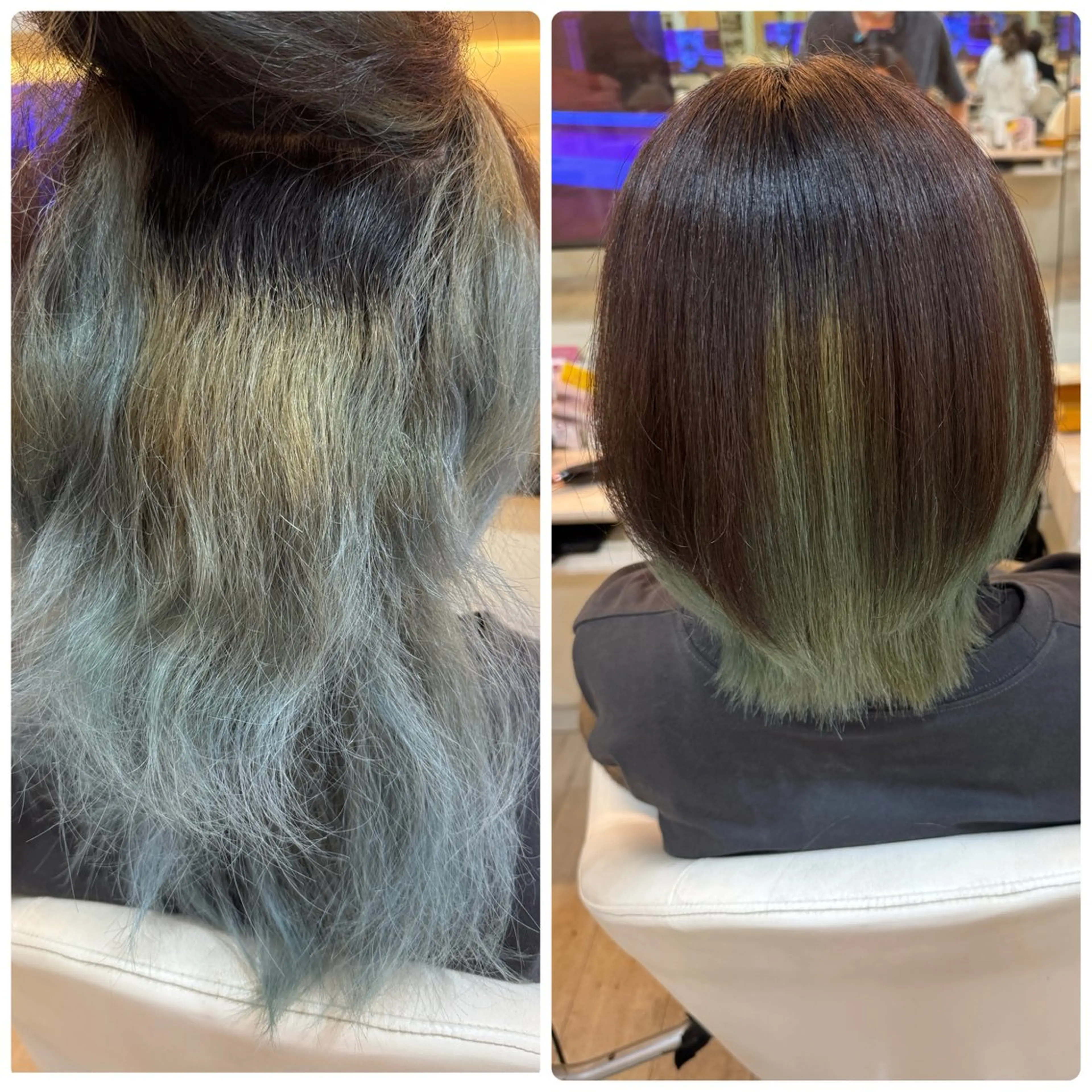 セミロング パーマ ハイライト 酸性ストレート ストレートパーマ 縮毛矯正 トリートメント 💎髪質改善💎艶髪 💎ブリーチ💎津村のヘアスタイル