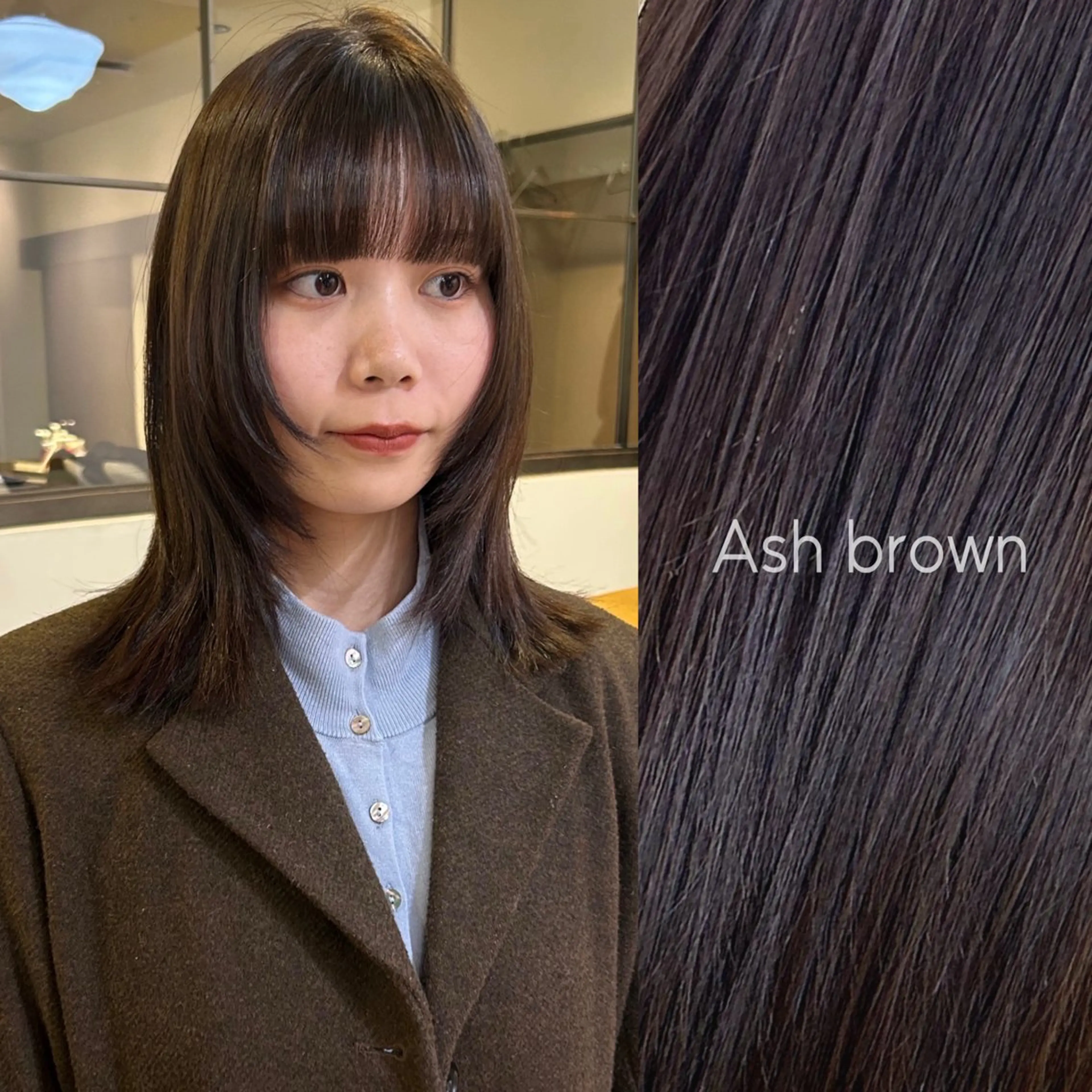 ミディアム カラー カット ヘアカラー トリートメント 透明感カラー レイヤーカット りなのヘアスタイル