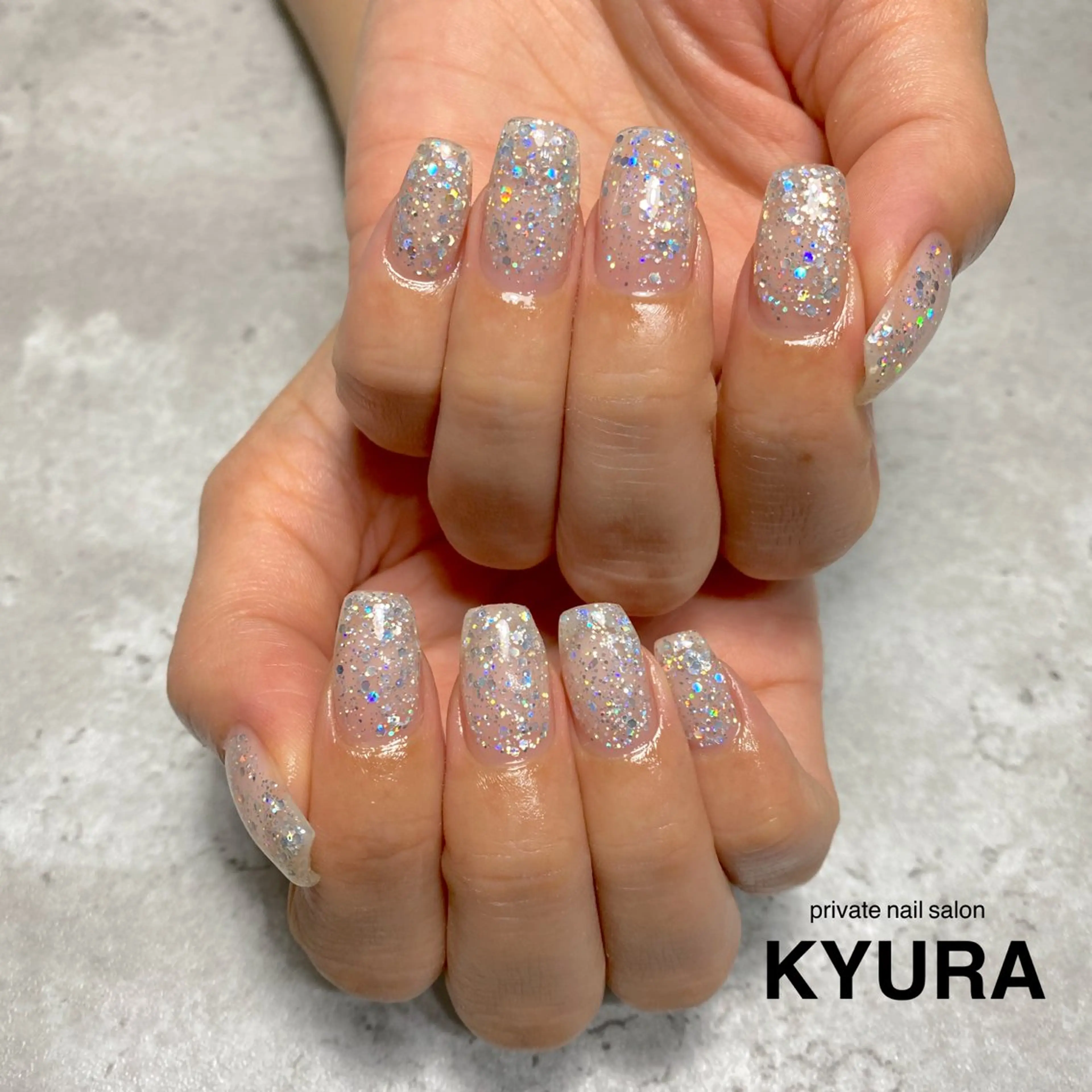 ネイル ラメ(グリッター) ワンカラーネイル 大東市ネイルサロン 【KYURA】ｷｭﾗのネイルデザイン