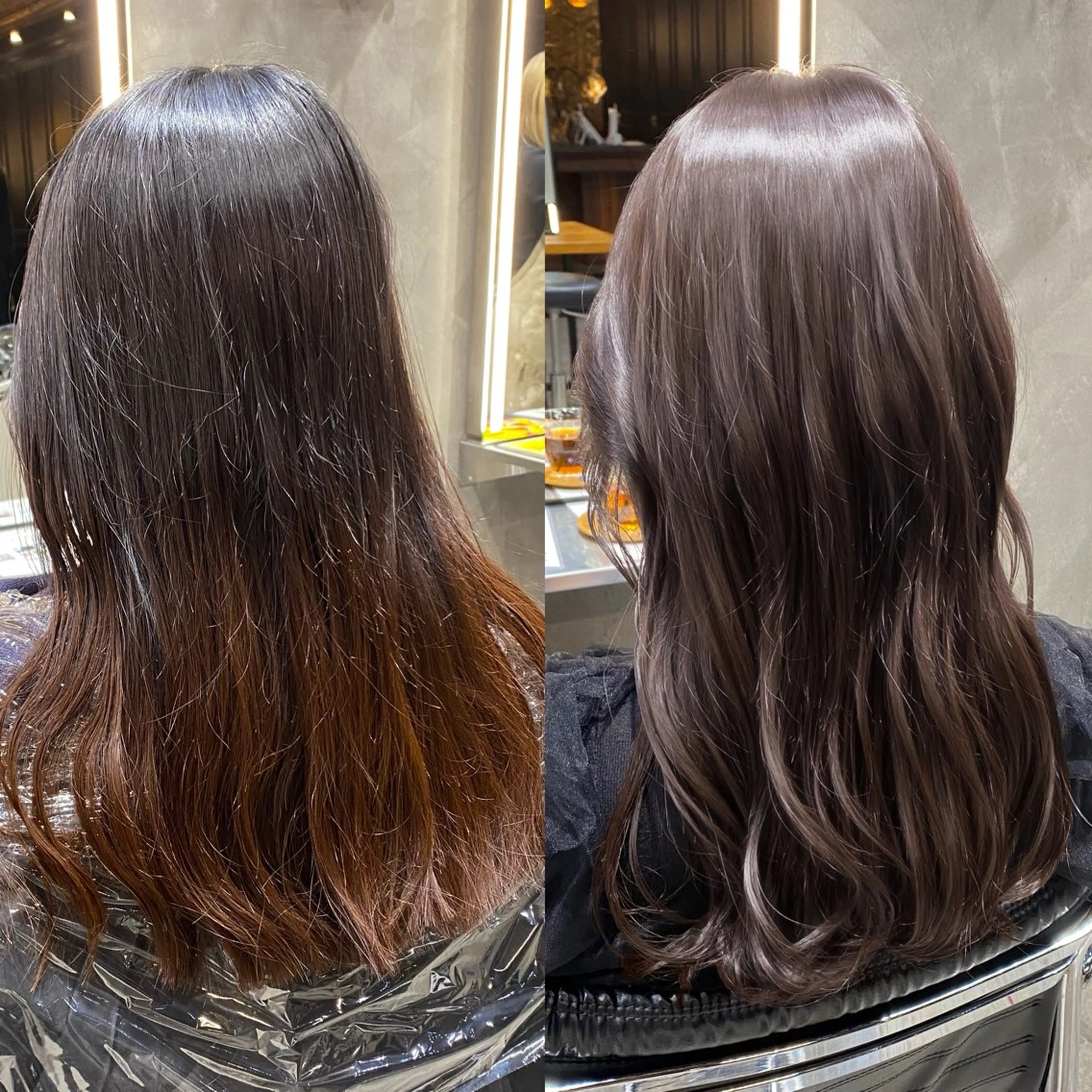 セミロング カラー ブリーチ ブラウンカラー ショコラブラウン ダブルカラー ブリーチなしカラー カット ヘアカラー 透明感カラー🌿 グレージュ🐺陽介のヘアスタイル