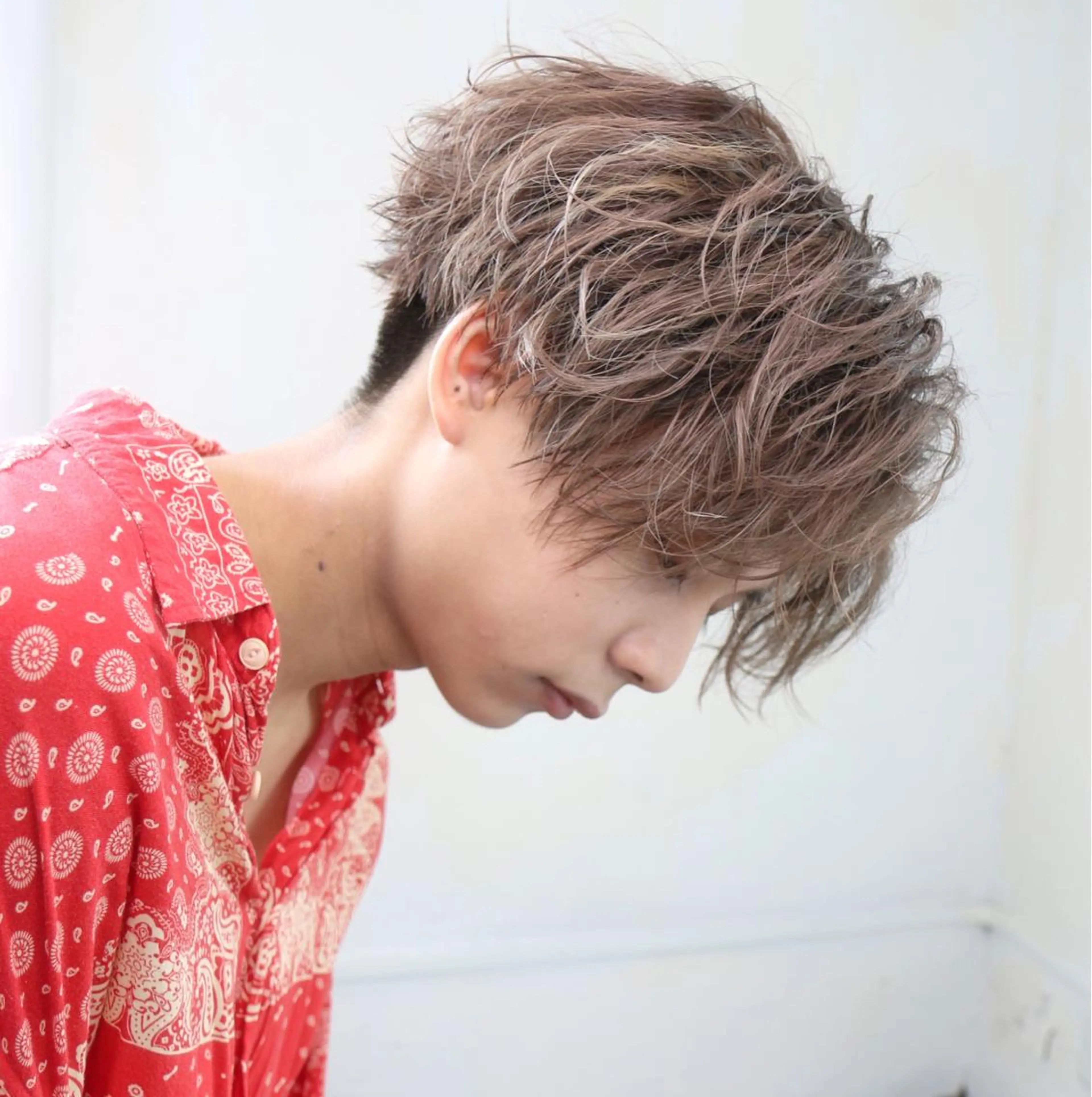 ミディアム カラー メンズ ブラウンカラー カット ヘアカラー ヘアセット 【メンズパーマ】 I-LANDのヘアスタイル