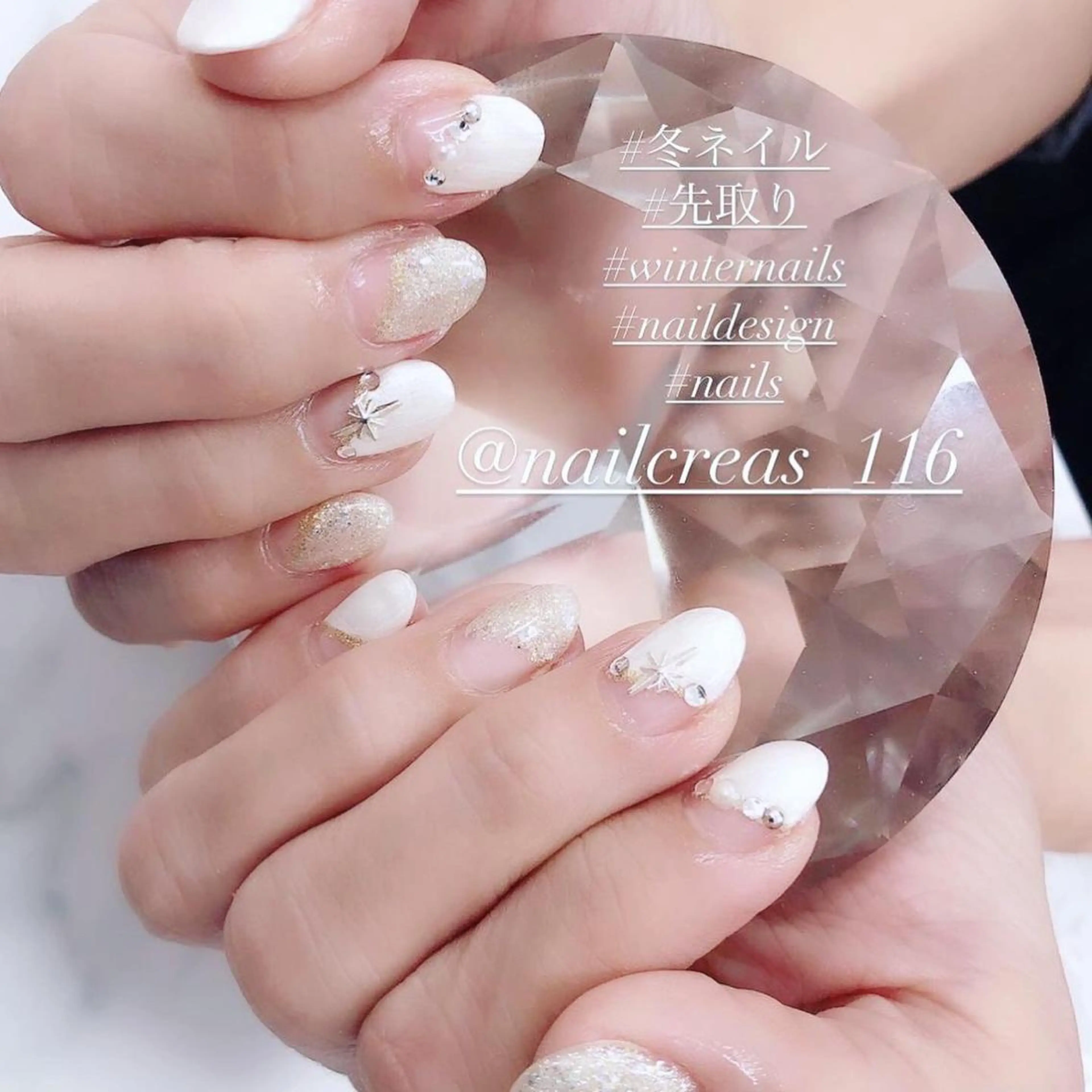 ミディアム ハンドネイル NAIL CREAs ネイルクレアズのネイルデザイン