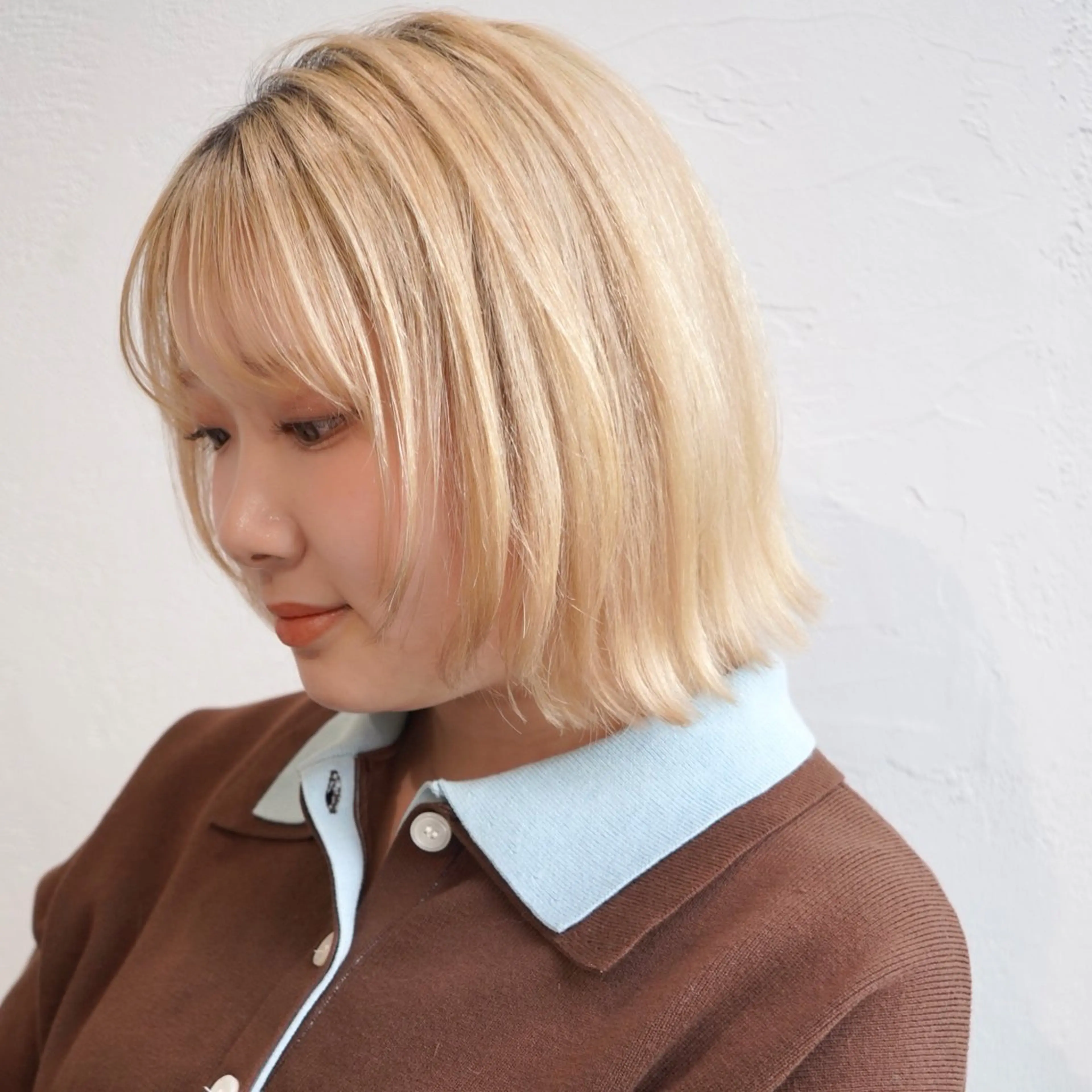 ミディアム ボブ 顔周りカット レイヤーカット 飯田 優花/カットモデルのヘアスタイル