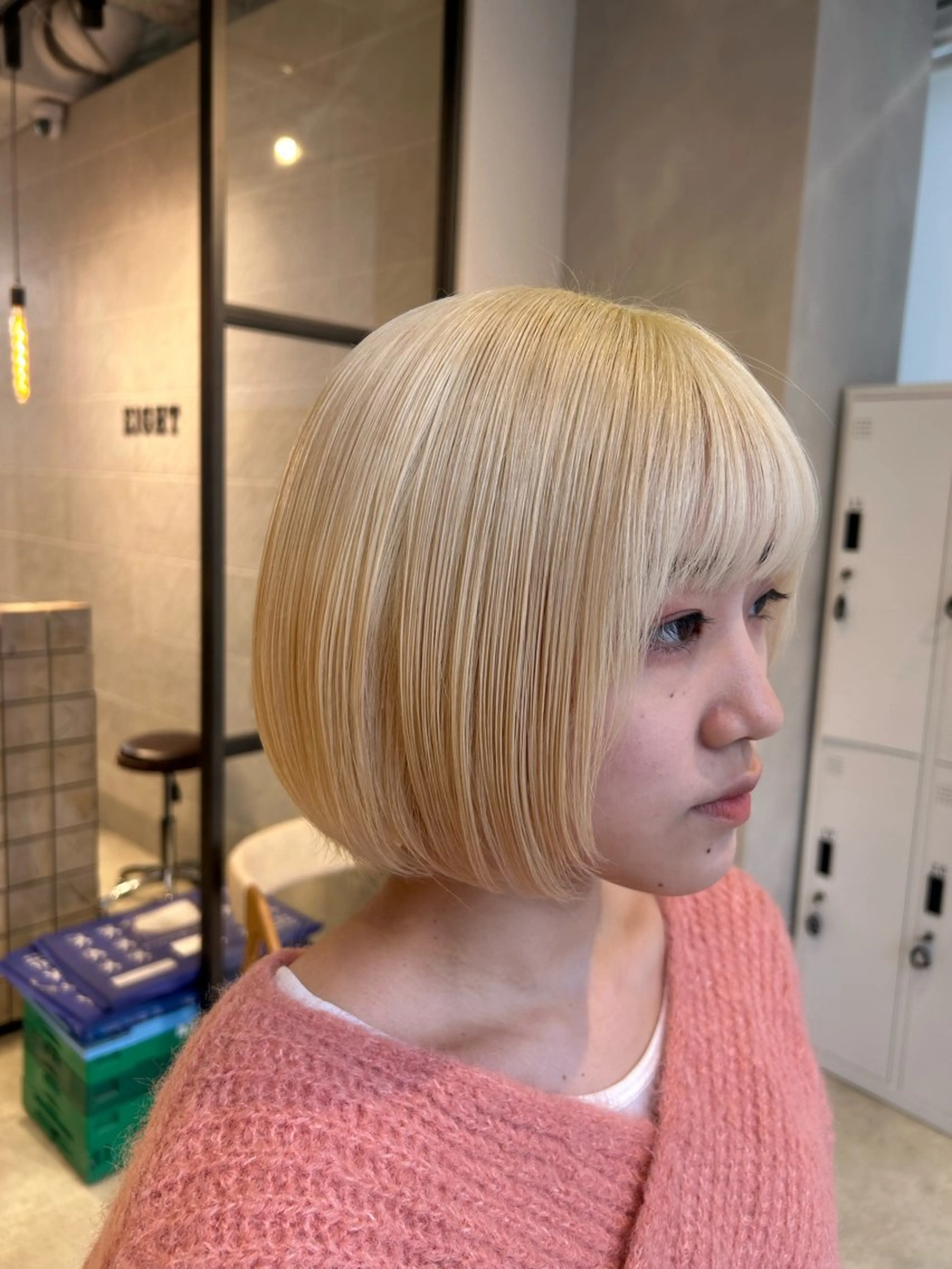 ショート カラー ブリーチ ヘアカラー トリートメント ピンク/ベージュ /似合わせ/田島百華のヘアスタイル