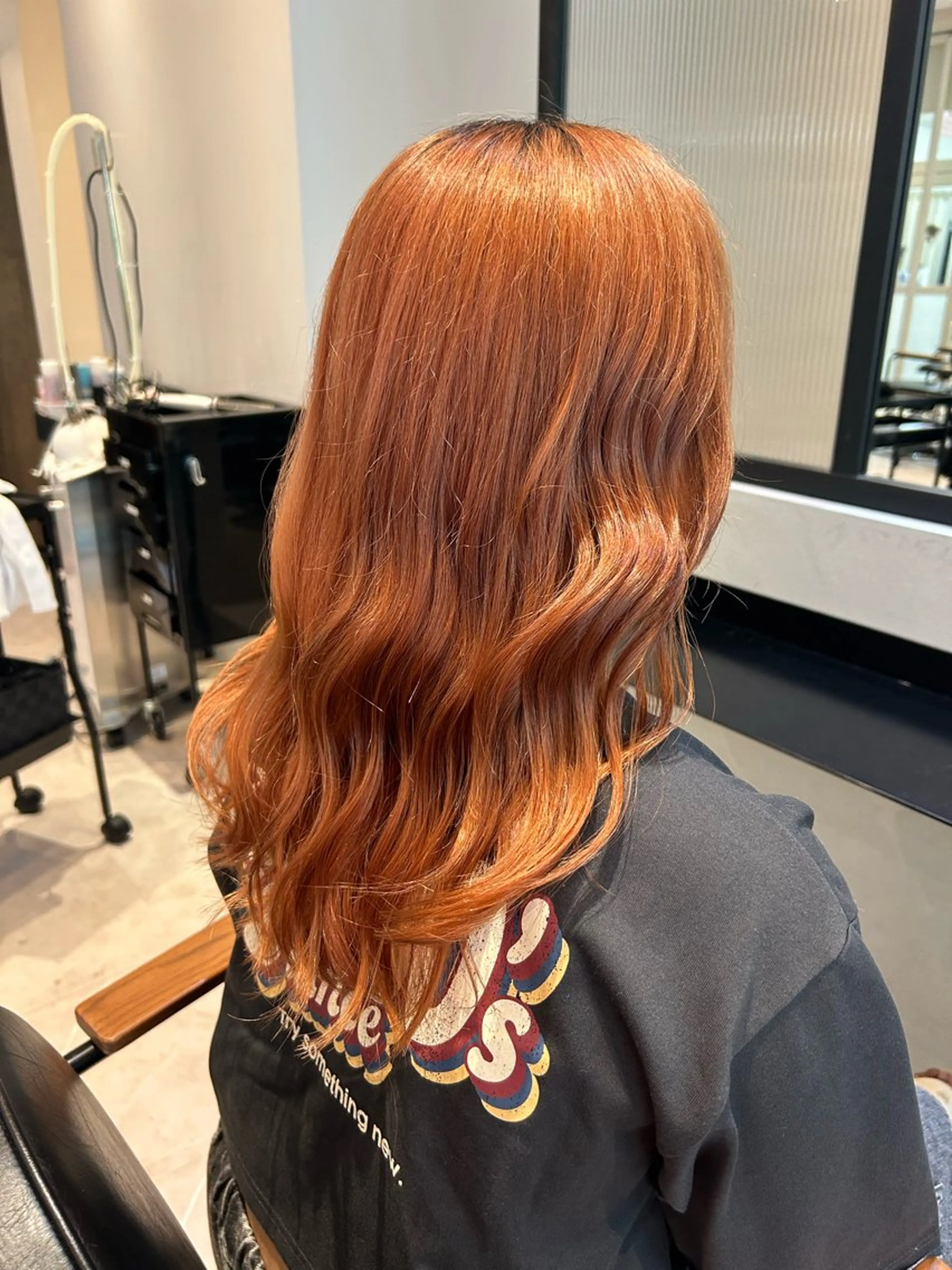 ミディアム カラー オレンジ カット ヘアカラー トリートメント 縮毛矯正/カット/ 韓国ヘア/蛯原🍤のヘアスタイル