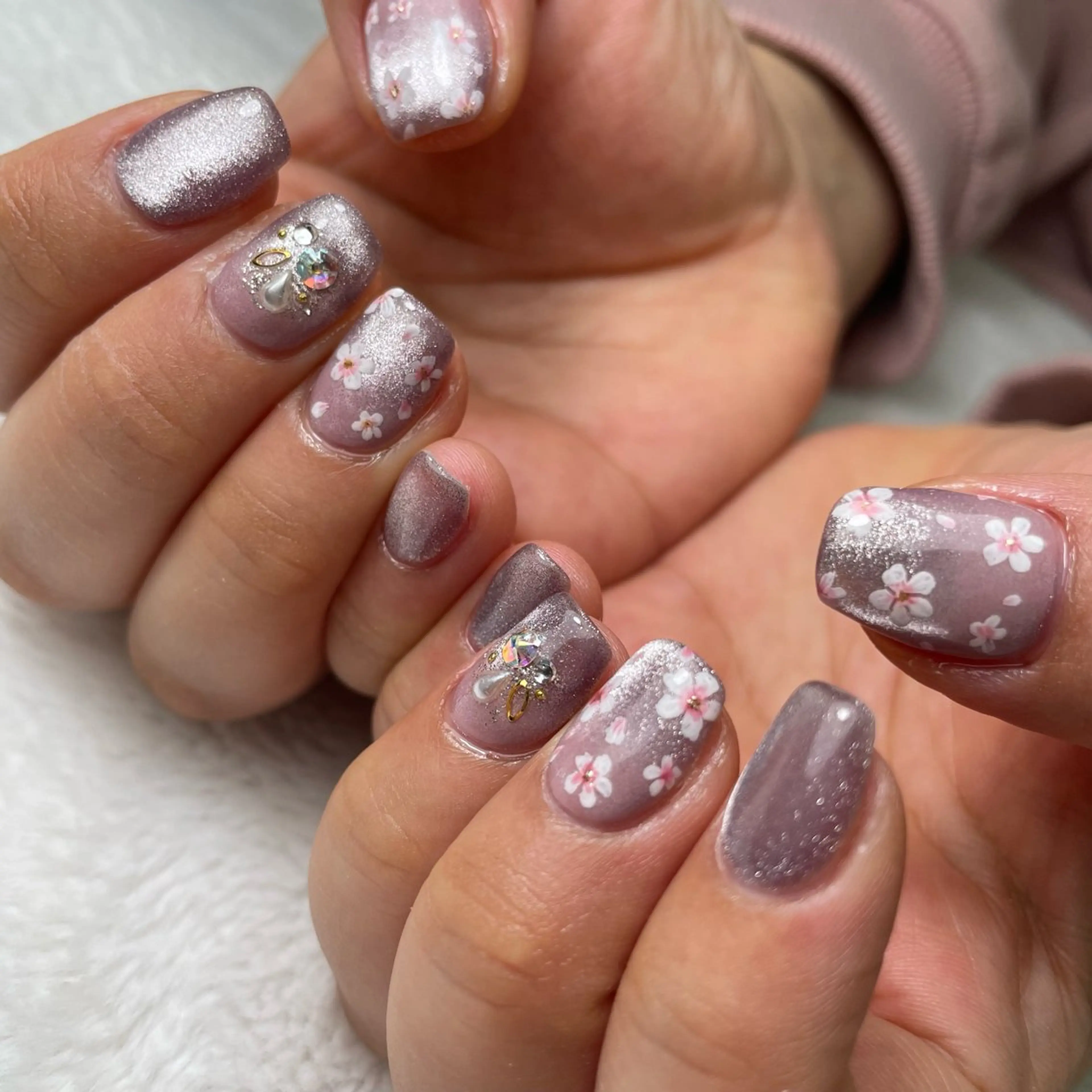 ネイル アートネイル 桜ネイル マグネットネイル ハンドネイル kipinail 川﨑えりかのネイルデザイン