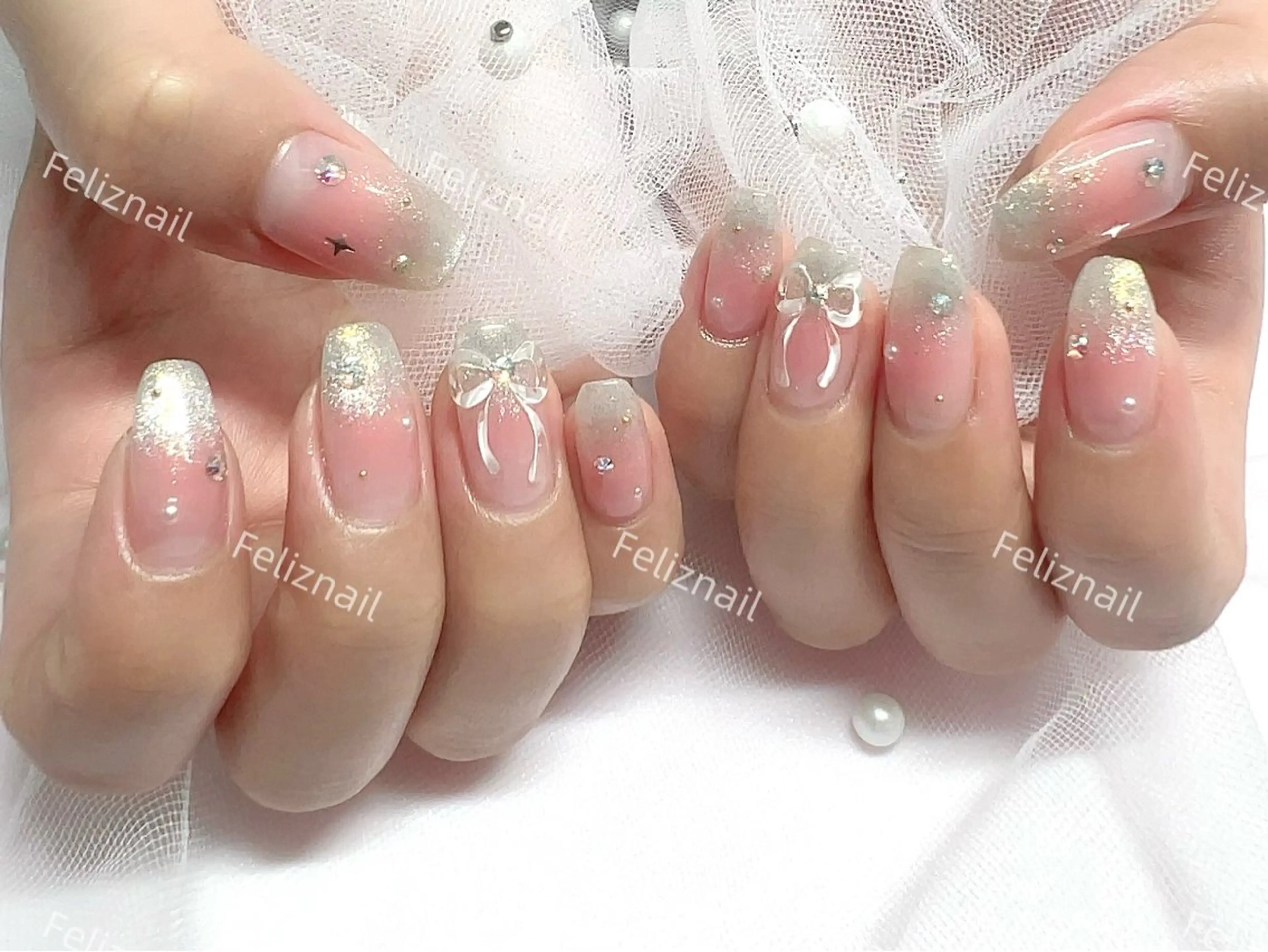 ネイル チークネイル ジェルネイル グラデーション 韓国ネイル マグネットネイル ユキカ （ネイリスト）のネイルデザイン