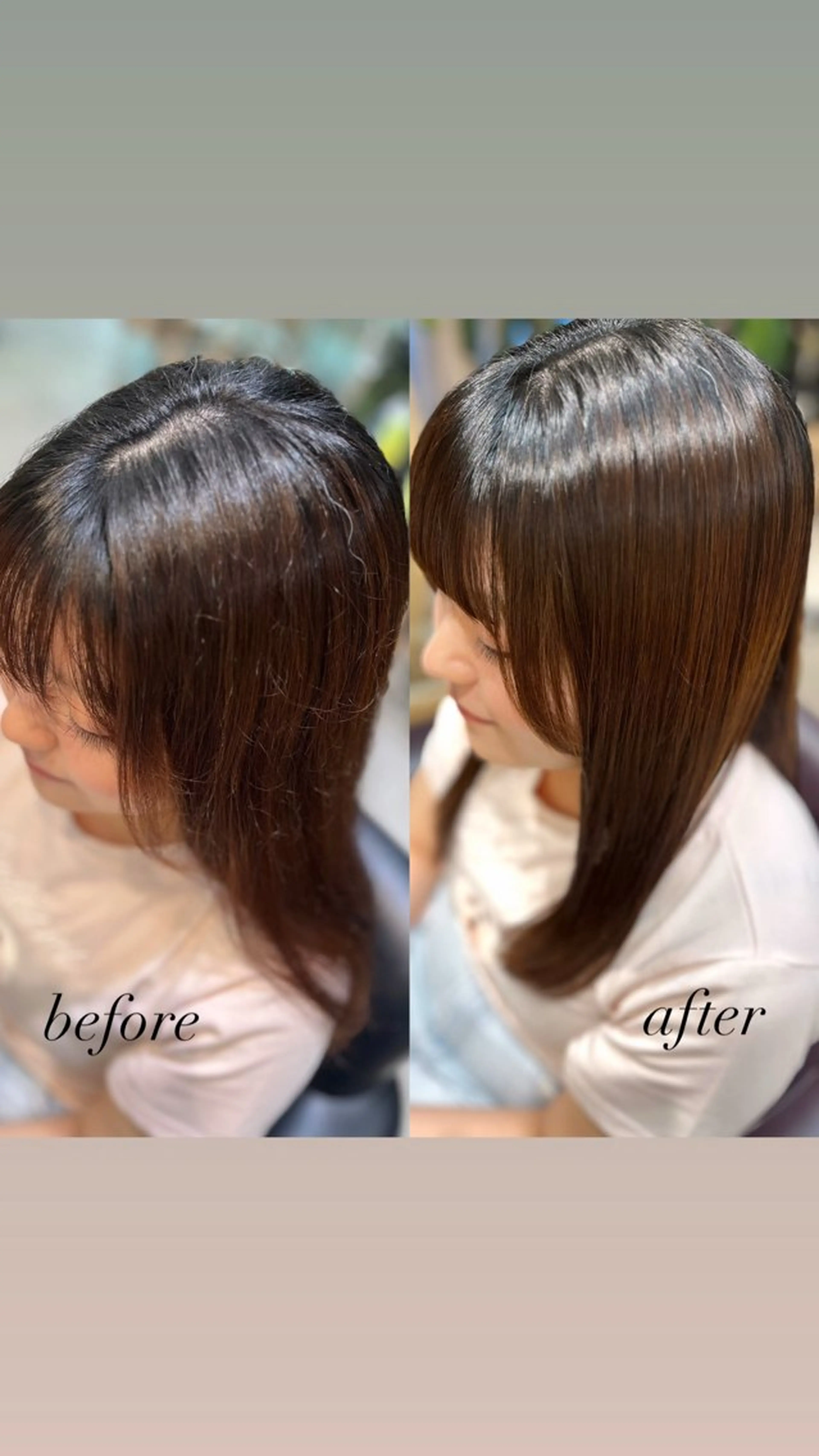 セミロング 縮毛矯正 暖色カラー/ ストレート/くるみのヘアスタイル