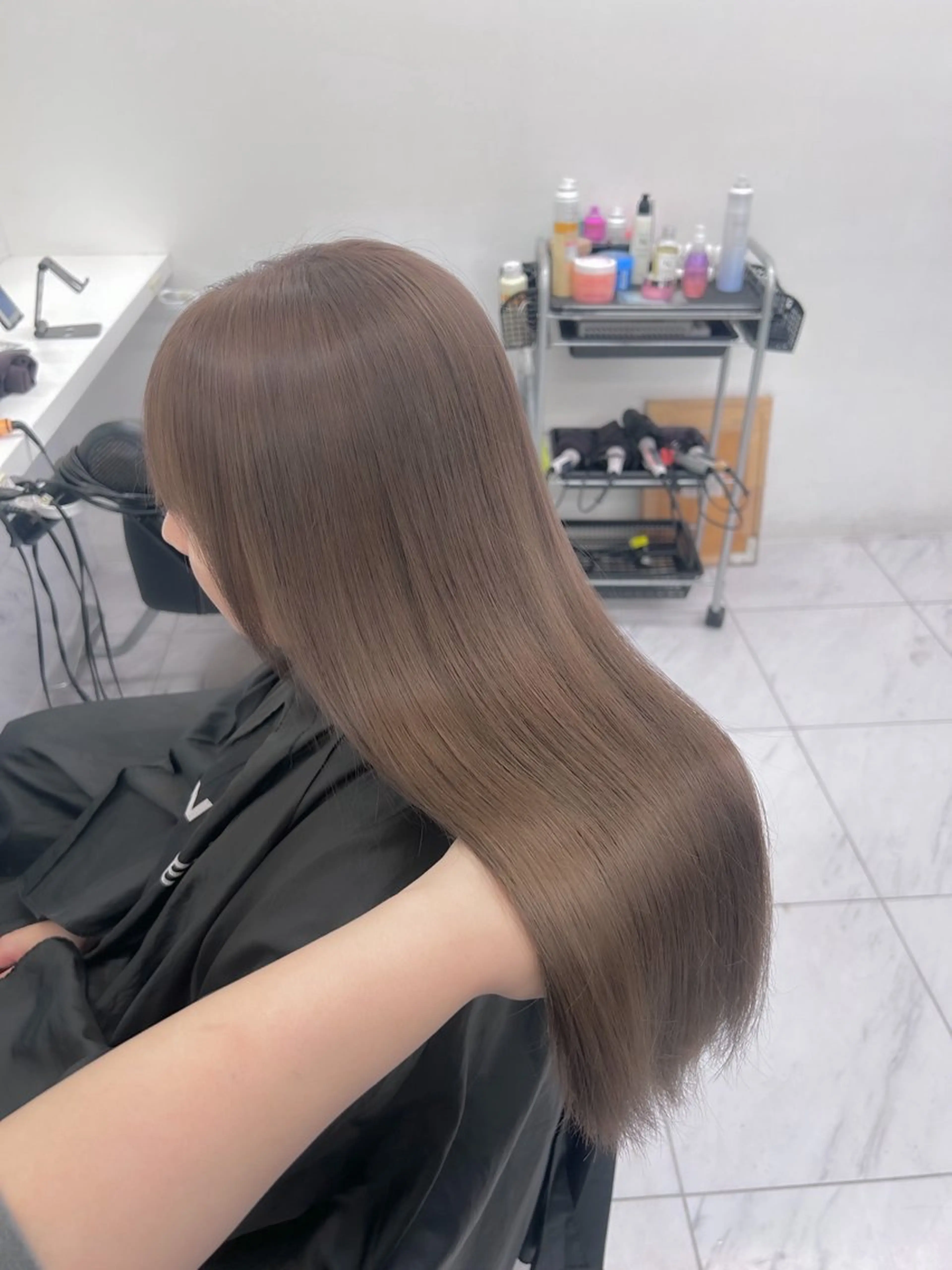 ロング カラー パーマ ヘアアレンジ メンズ キッズ ブリーチなしカラー/ ブラウン/レイヤーのヘアスタイル