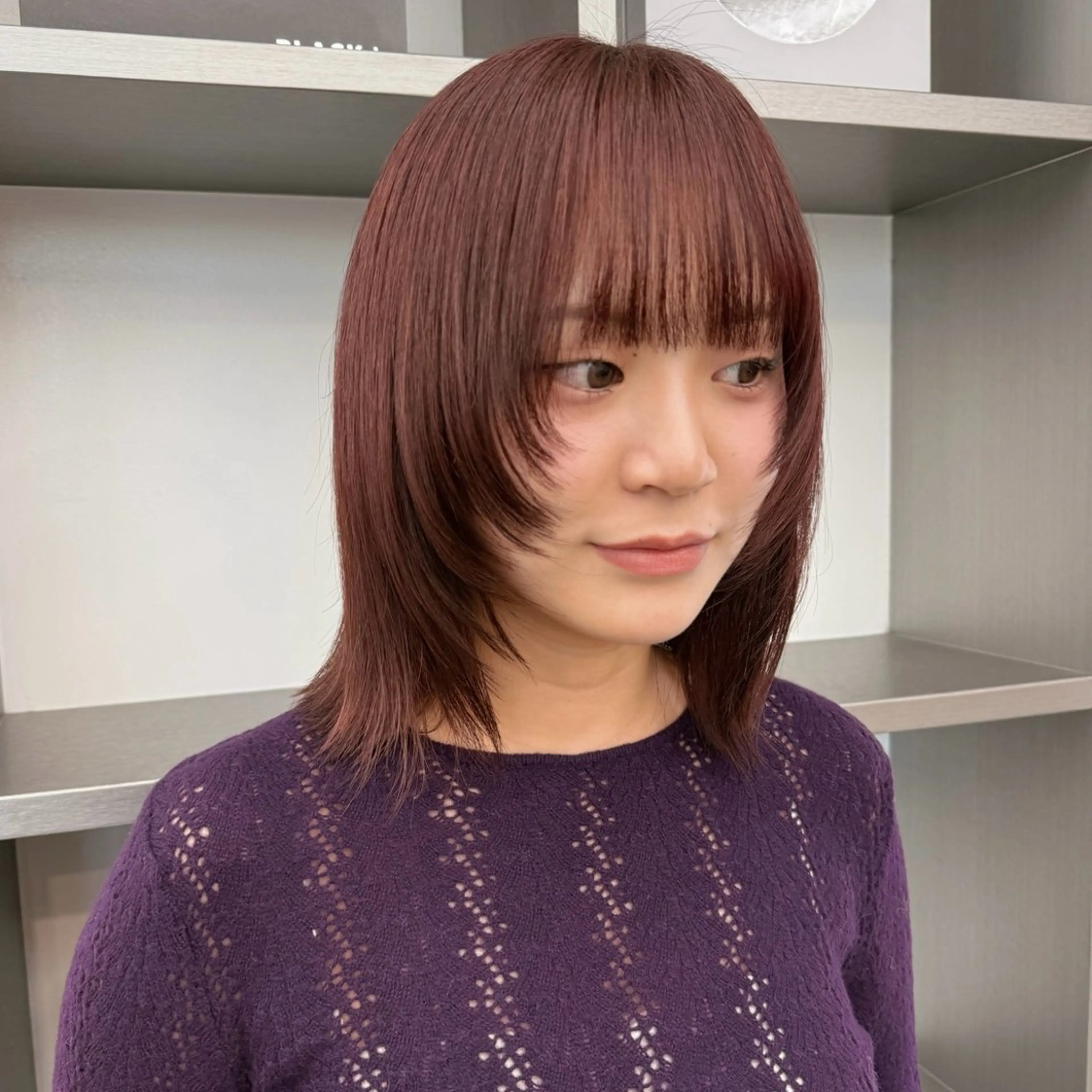 ミディアム カラー ブラウンカラー レッドカラー レッドブラウン 顔まわりレイヤー レイヤーカット 🍒暖色✖️レイヤー ／Haruna🍒のヘアスタイル