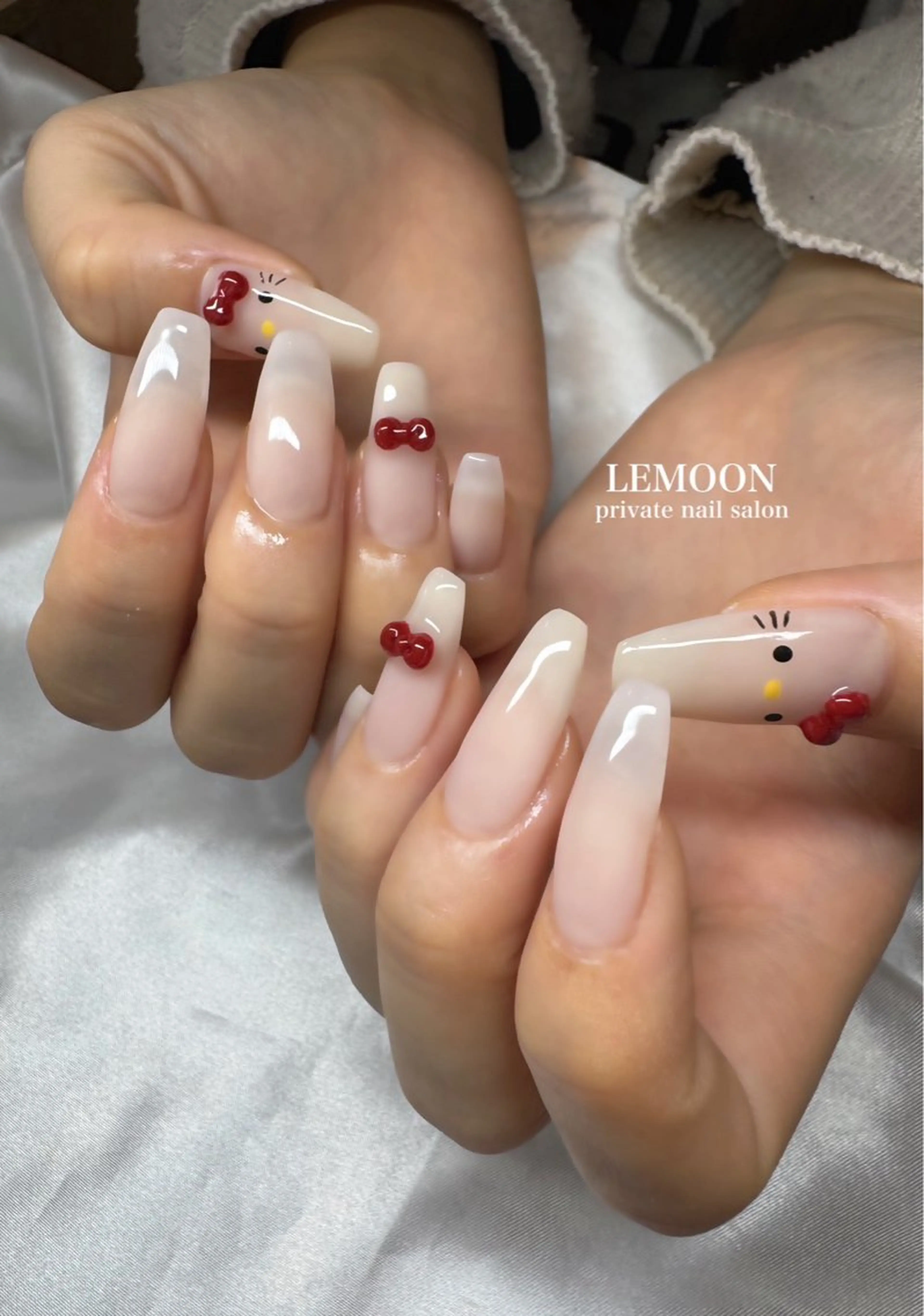 ネイル リボン ハンドネイル nail salon LEMOONのネイルデザイン