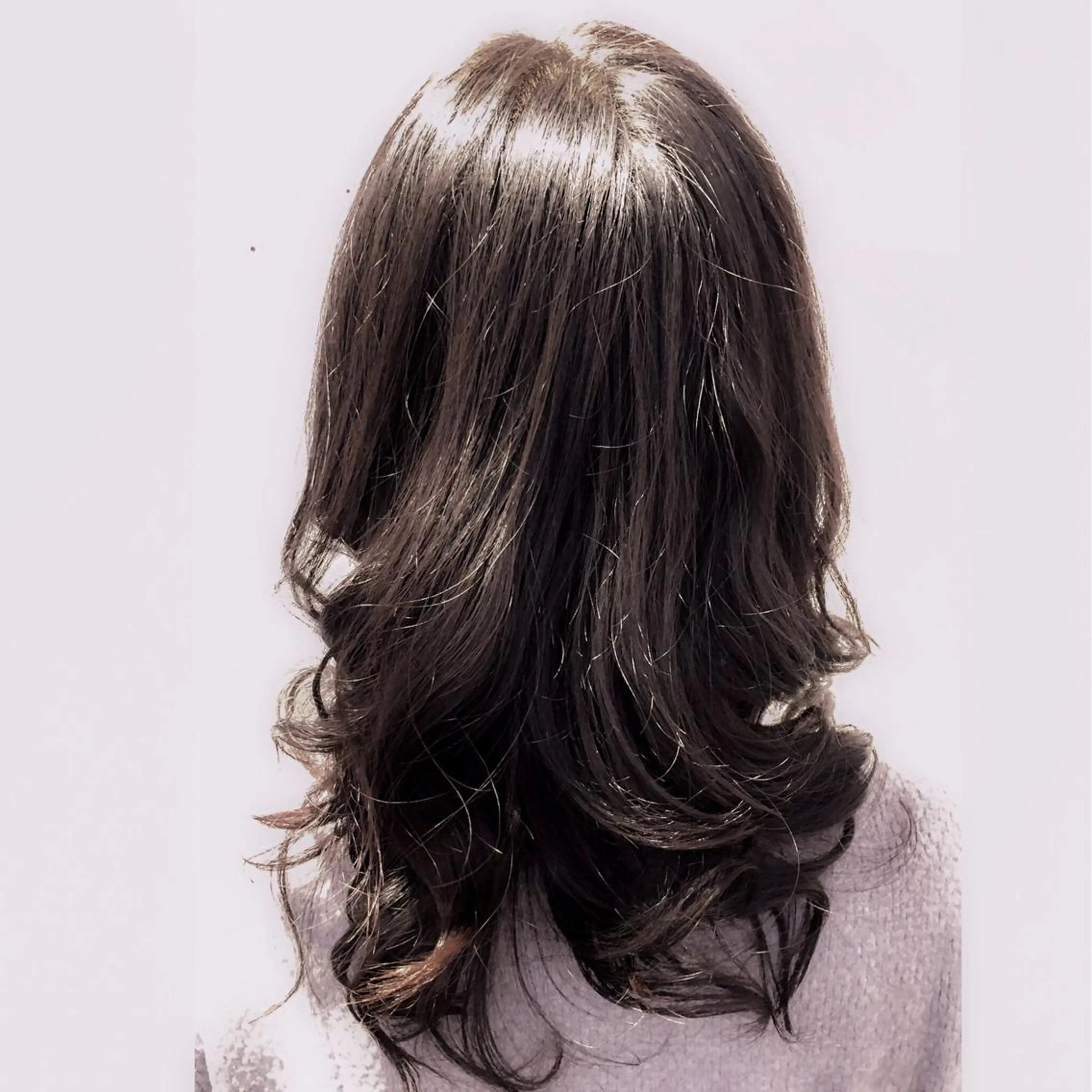 セミロング カラー パーマ アッシュ 透明感カラー カット ヘアカラー パーマ トミタ アツシのヘアスタイル