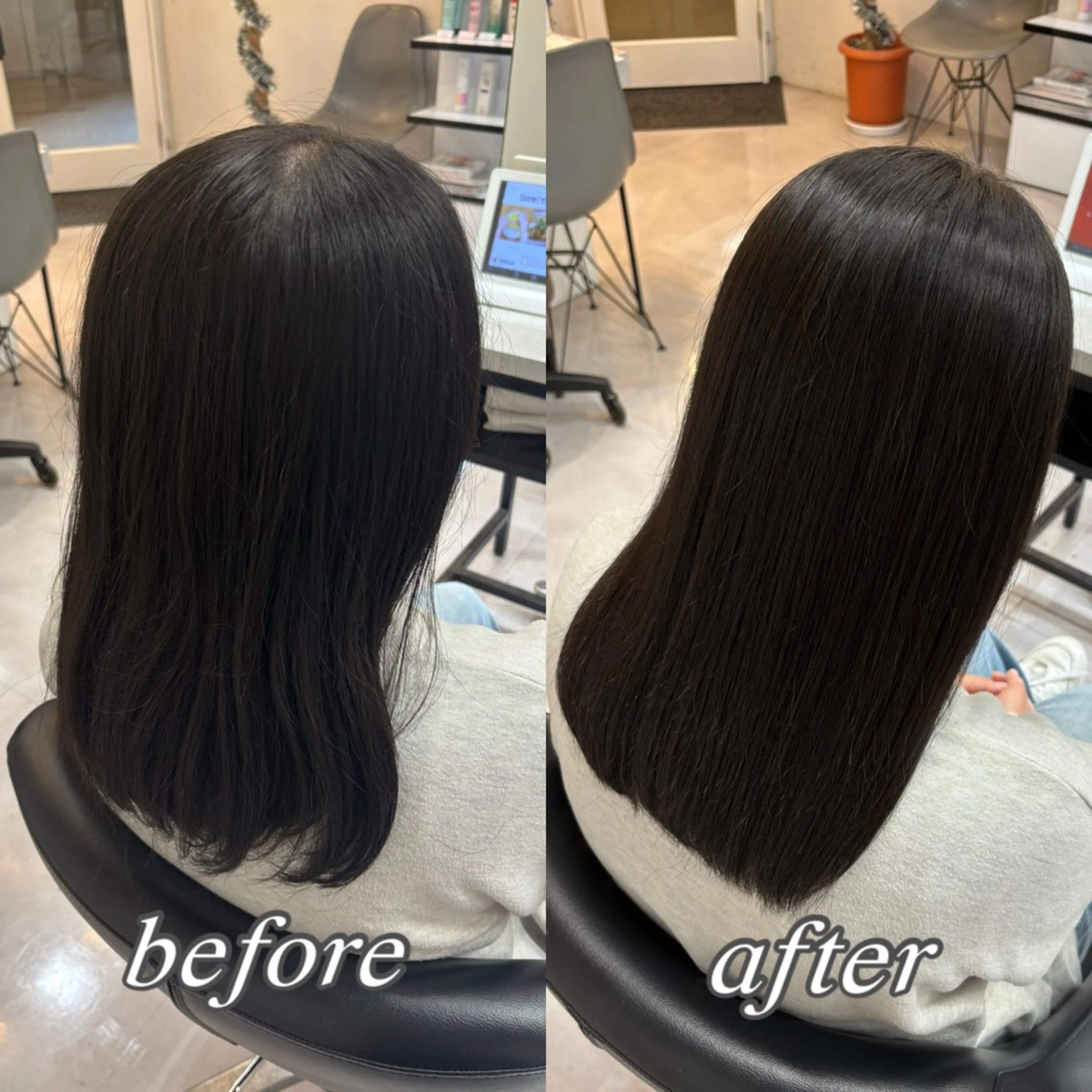 セミロング カット ヘアカラー 縮毛矯正 トリートメント 🌙髪質改善カラー Momoka🦋のヘアスタイル