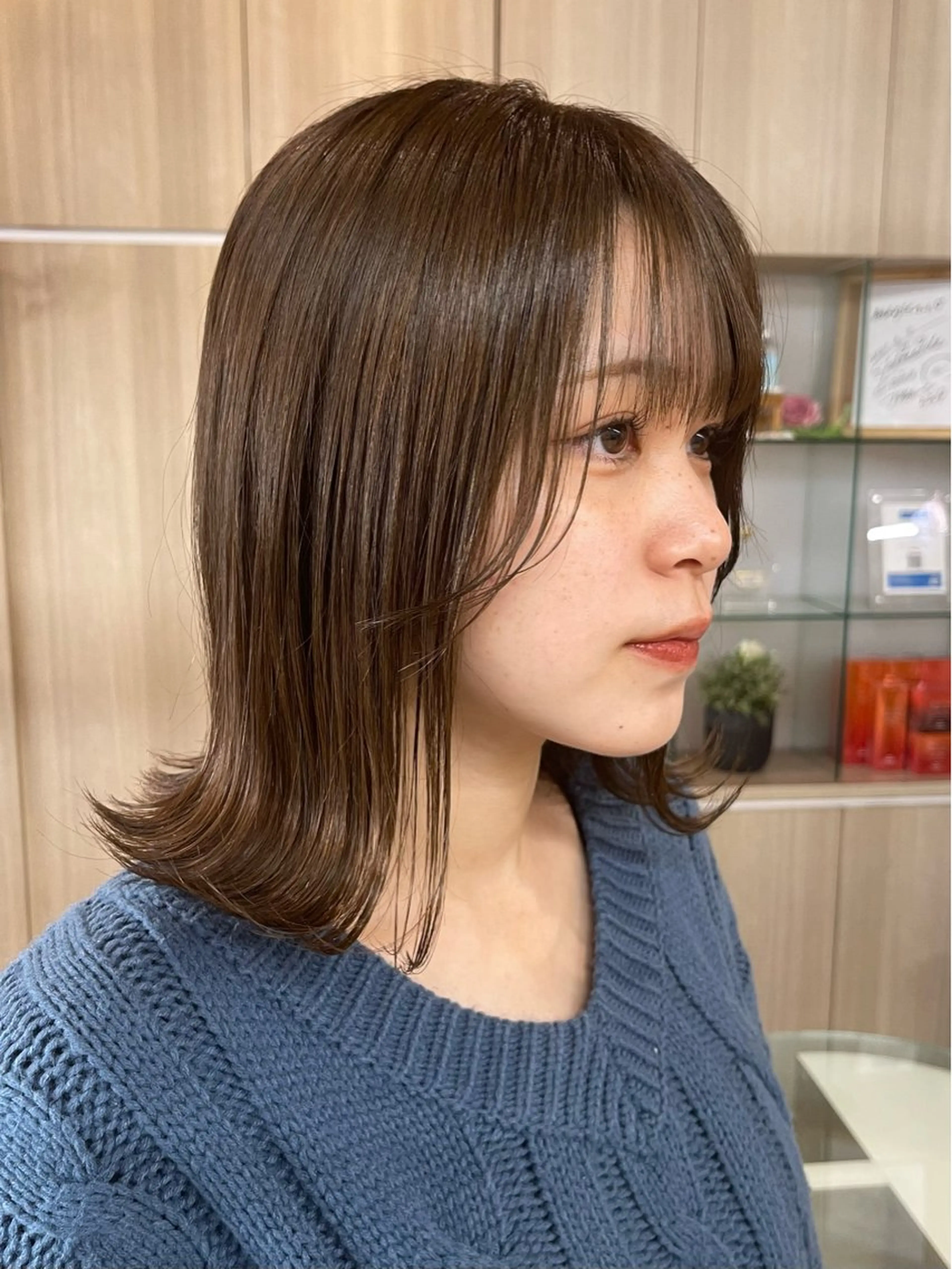 ミディアム カラー 野田頭 心🌿/ボブ レイヤー/艶カラーのヘアスタイル