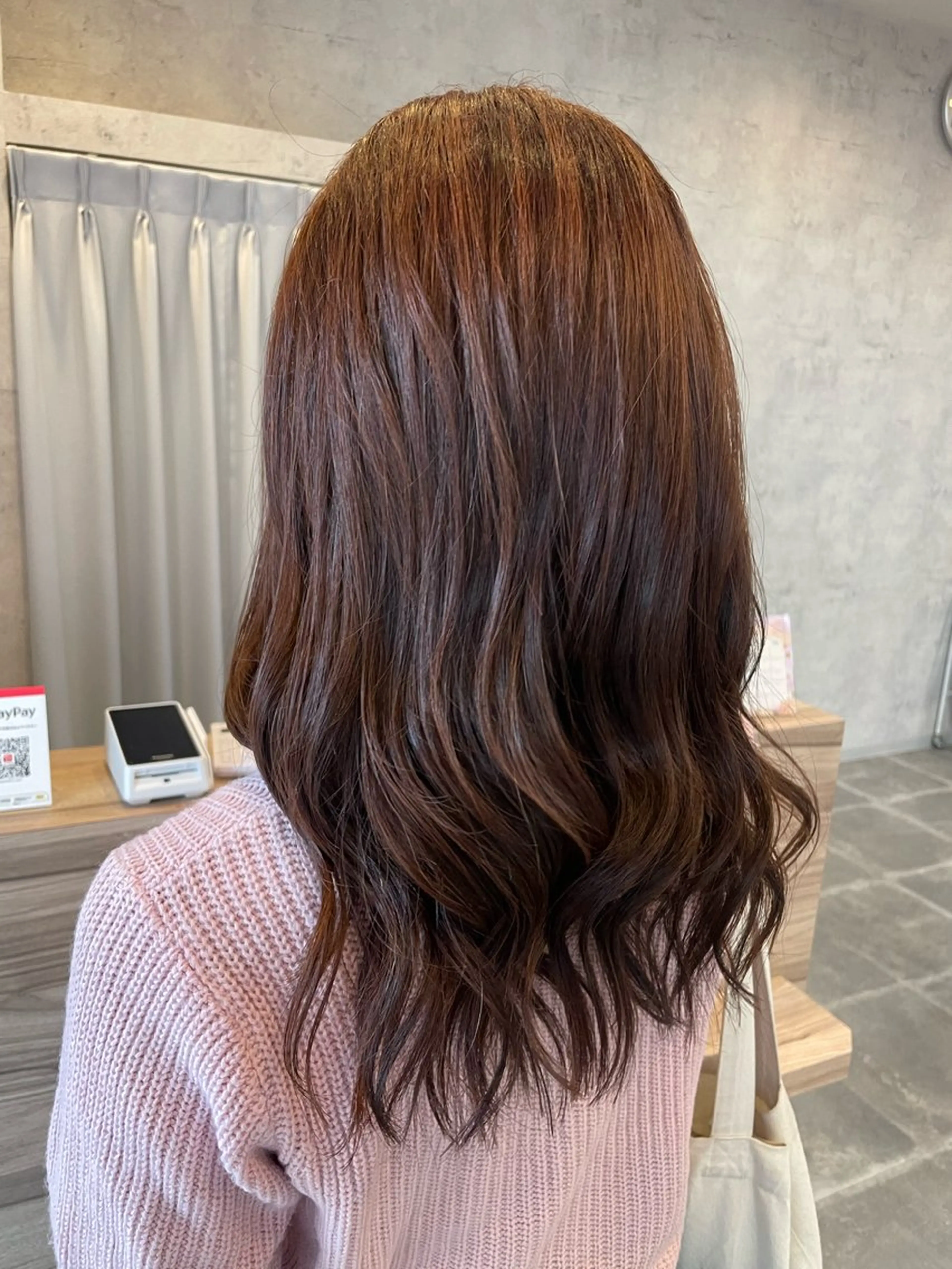 セミロング カラー ブリーチ ブラウンカラー ピンクカラー ピンクブラウン 縮毛矯正 骨格似合わせカット✨ 林 まどかのヘアスタイル