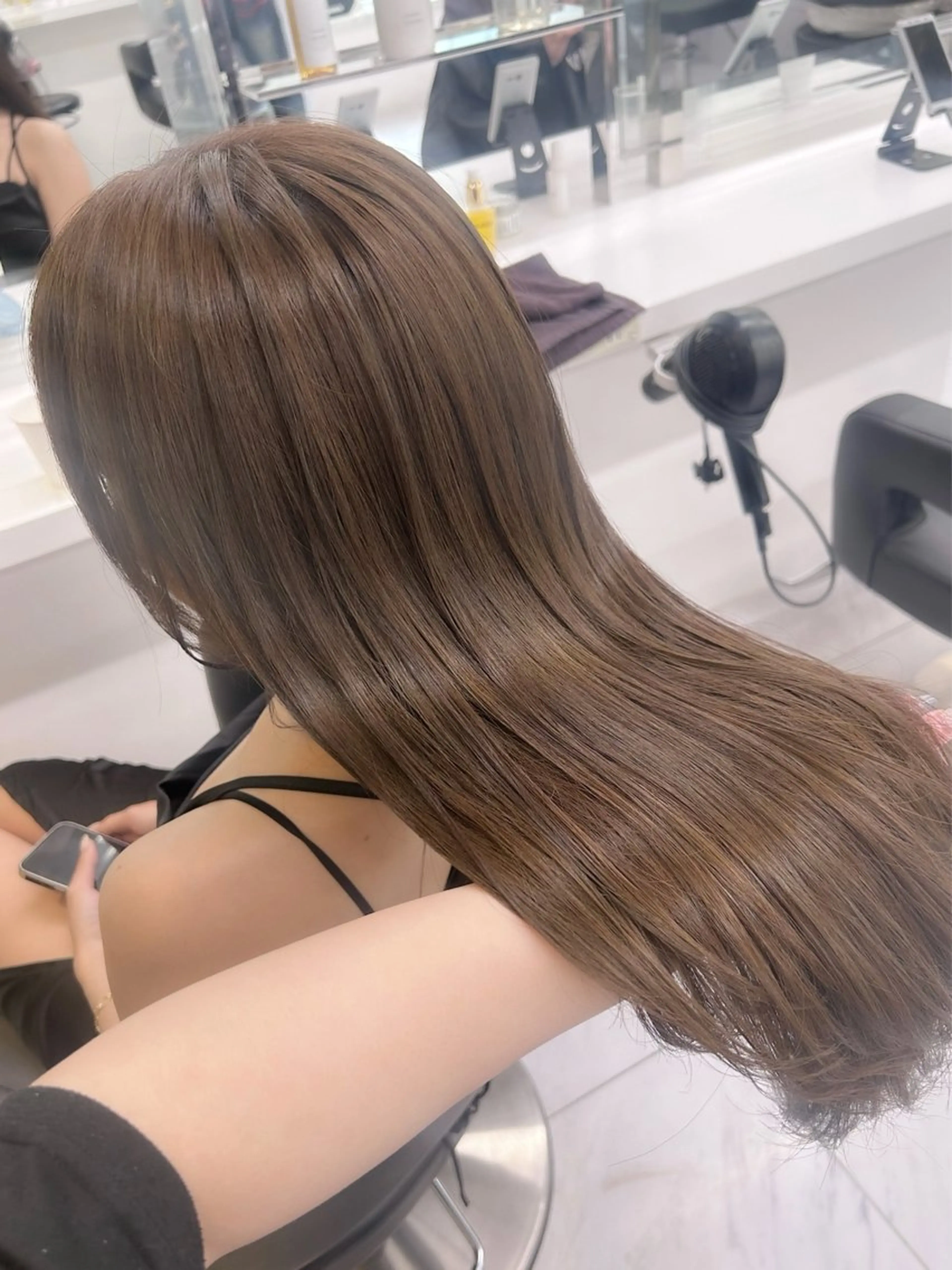 ロング カラー パーマ ヘアアレンジ メンズ キッズ ブリーチなしカラー/ ブラウン/レイヤーのヘアスタイル