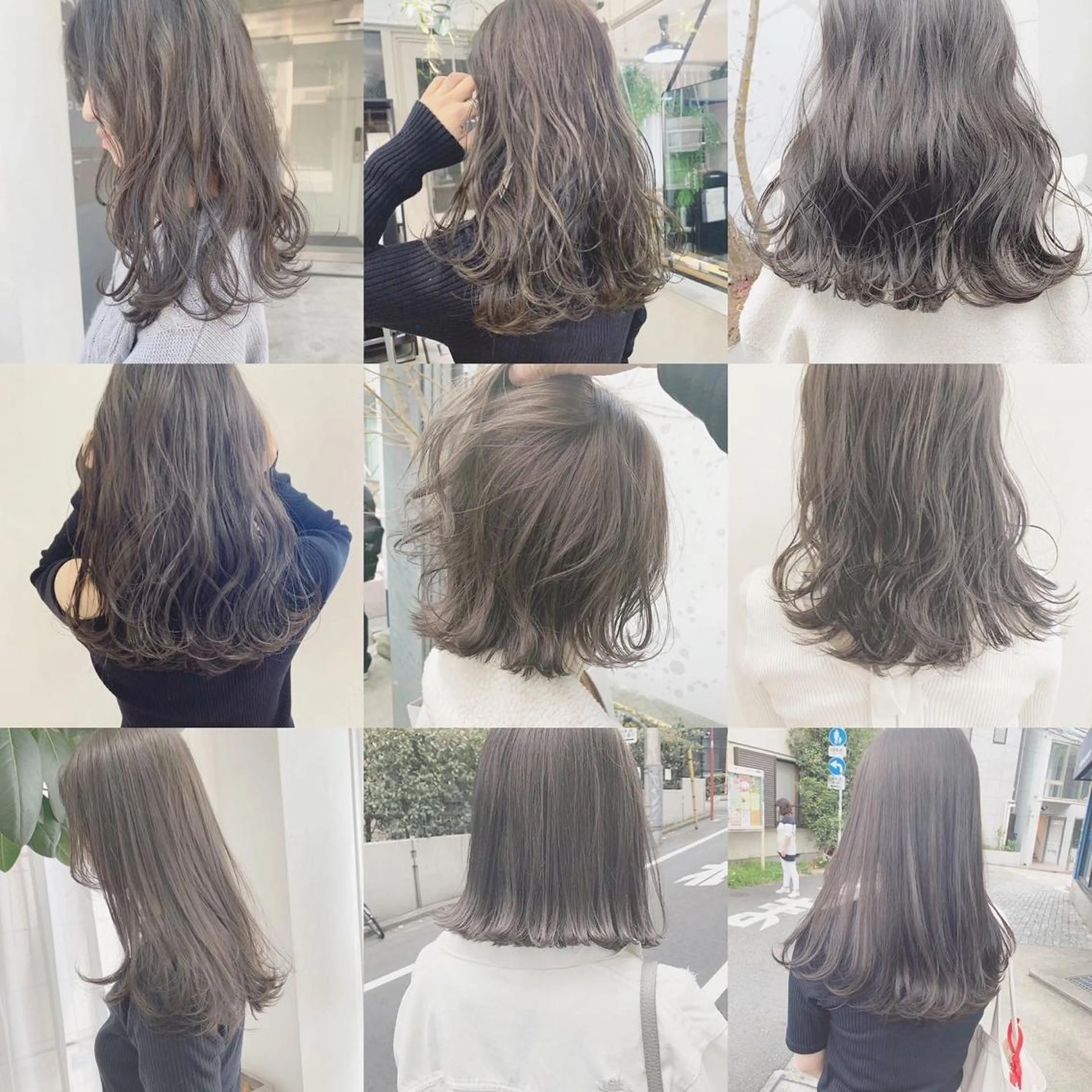 ミディアム カラー ネイル ヘアカラー トリートメント ハイトーンボブ 前田 表参道　グレージュのヘアスタイル