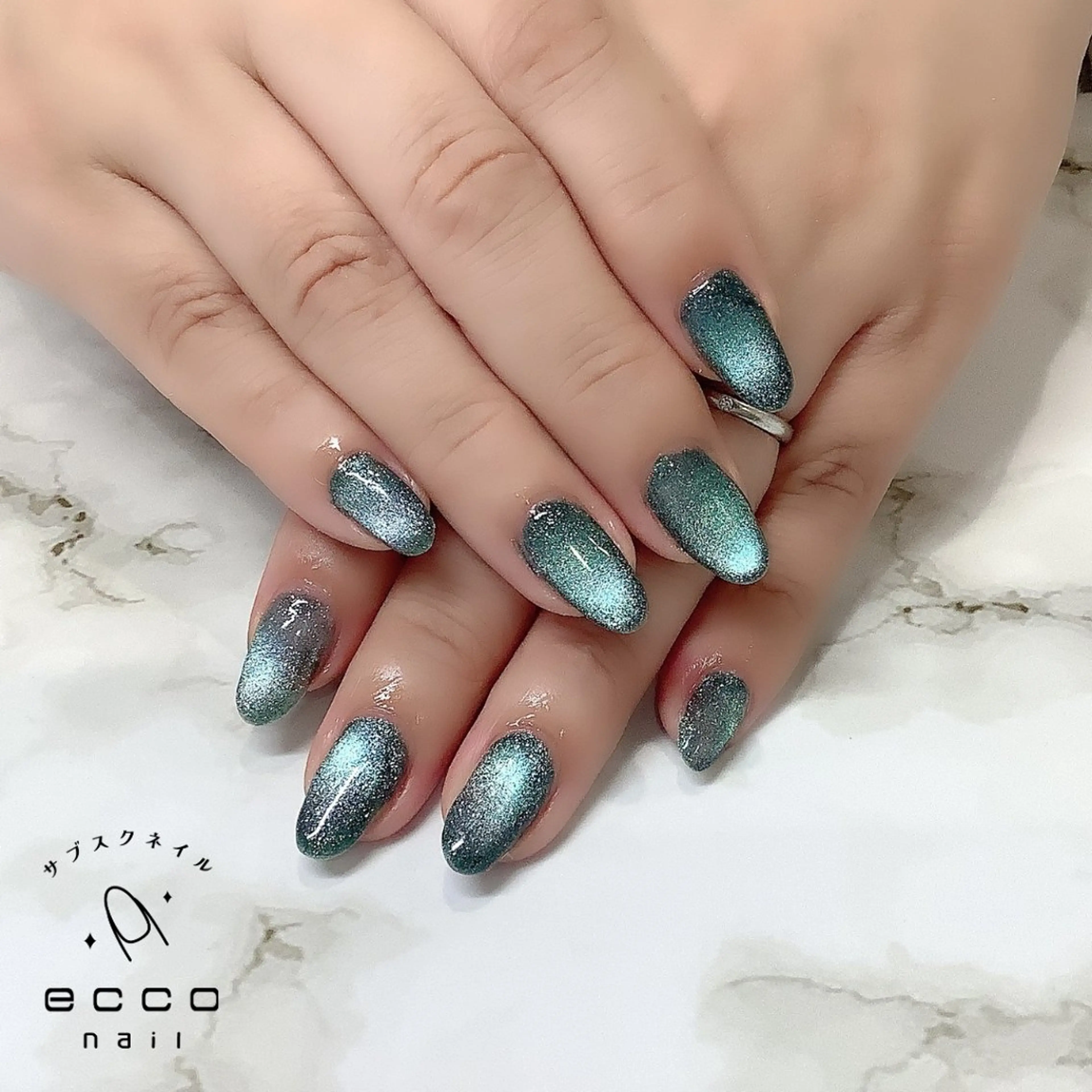 ネイル グリーン ハンドネイル eccoネイル千早 Nanakoのネイルデザイン