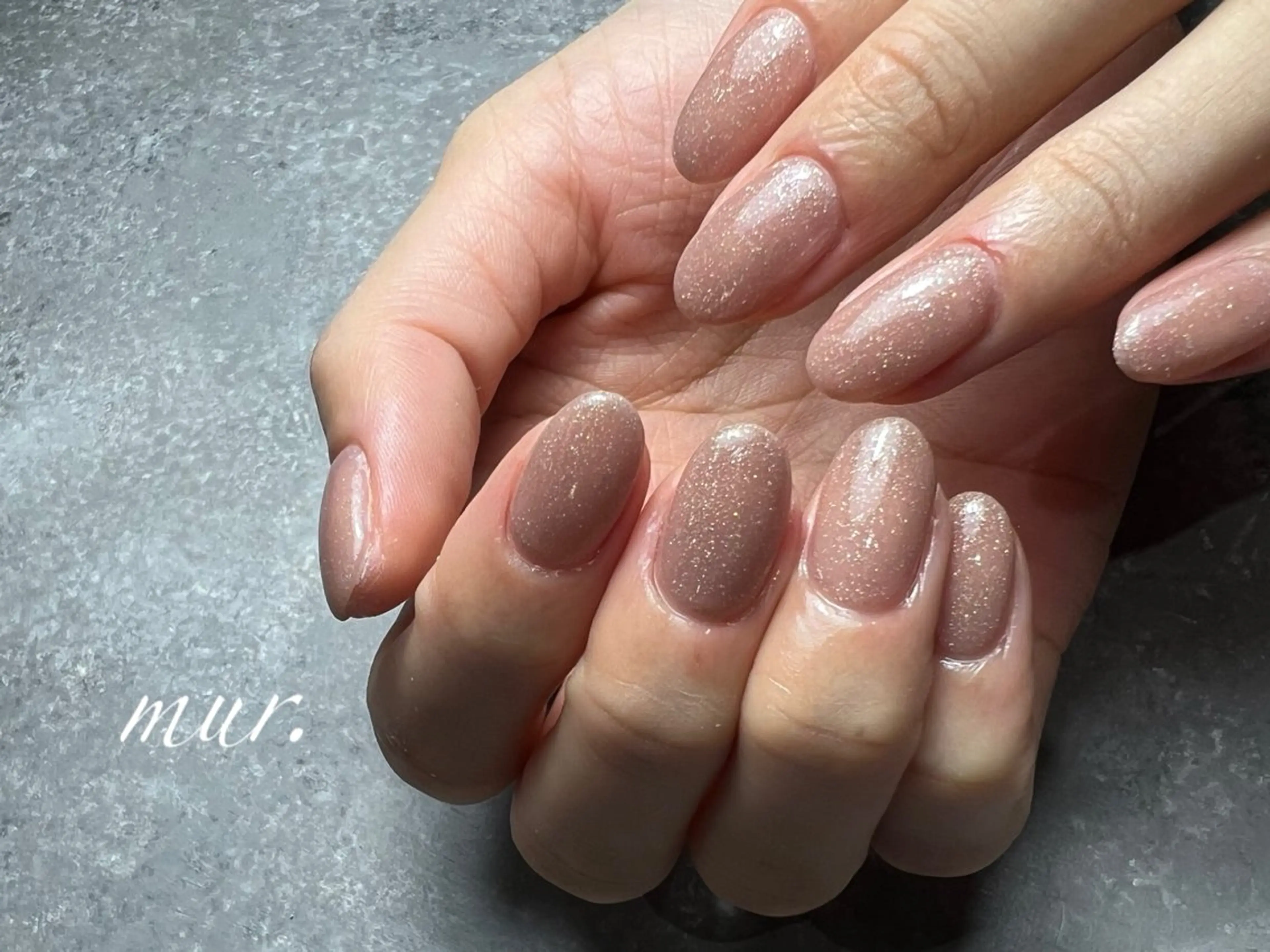 ネイル ジェルネイル 韓国ネイル ラメ(グリッター) オフィスネイル ワンカラーネイル nailsalon mur.のネイルデザイン