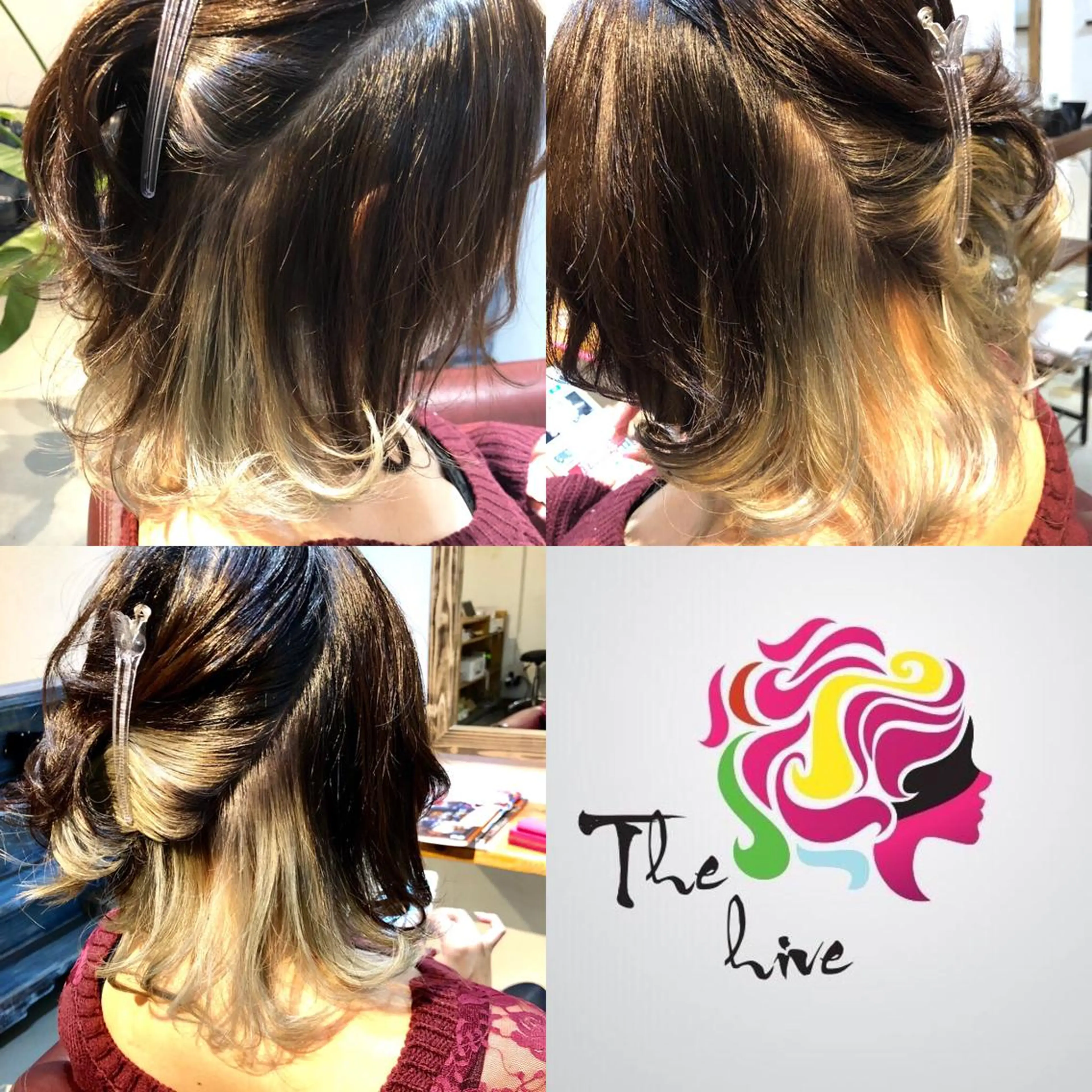 ミディアム カラー インナーカラー シルバー カット ヘアカラー Hair salon The  hiveのヘアスタイル