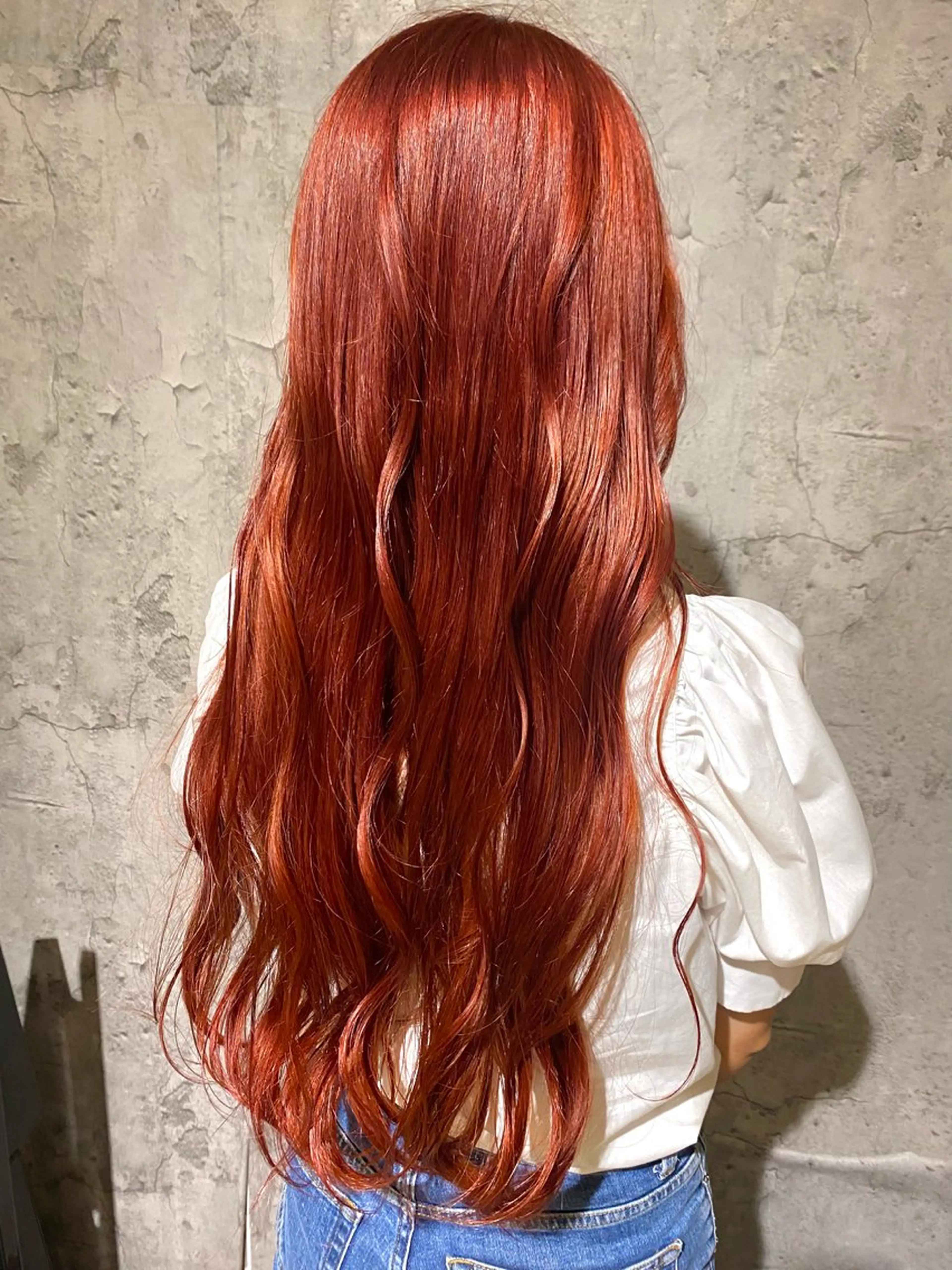 ロング カラー ブリーチ レッドカラー ヘアカラー トリートメント 🍒ブリーチカラー 🍊暖水 まりあのヘアスタイル