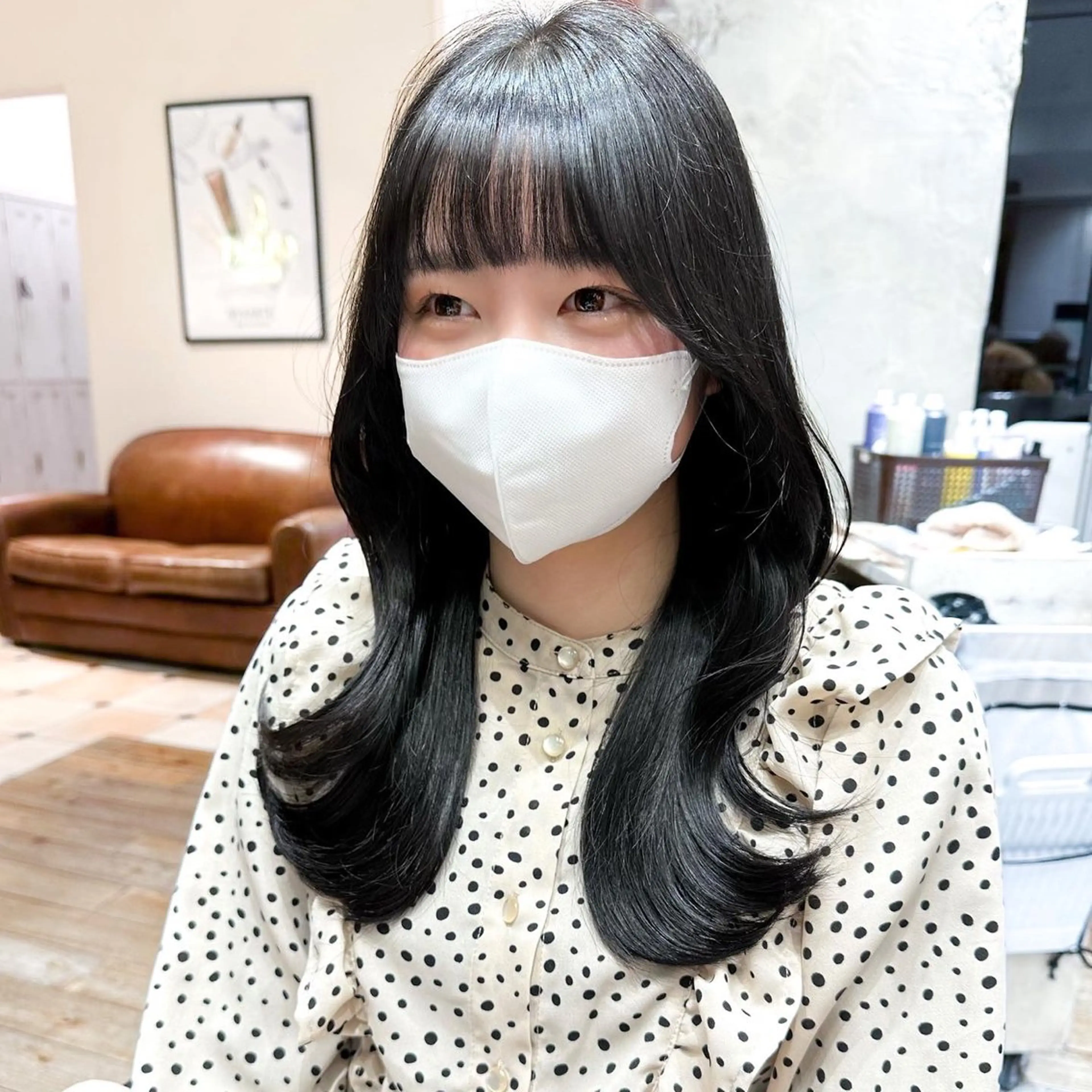 セミロング カラー ベージュカラー ブラウンカラー ブラウンベージュ くびれヘア 顔周りカット 顔周り/くびれヘア 韓国ヘア💕風間るなのヘアスタイル