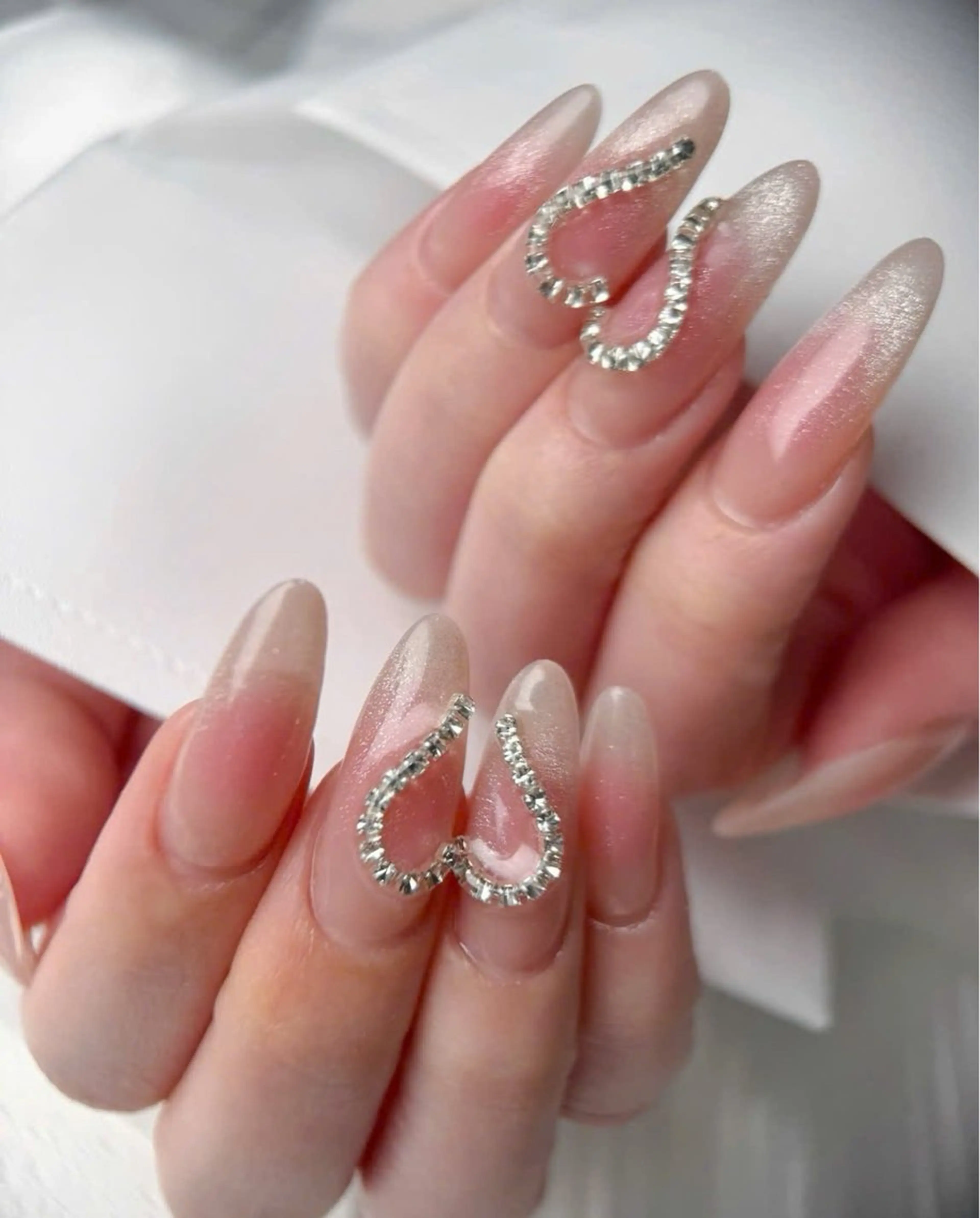 ネイル フレンチネイル キラキラネイル マグネットネイル ミラーネイル ニュアンスネイル MeiMei Nail モデル募集のネイルデザイン