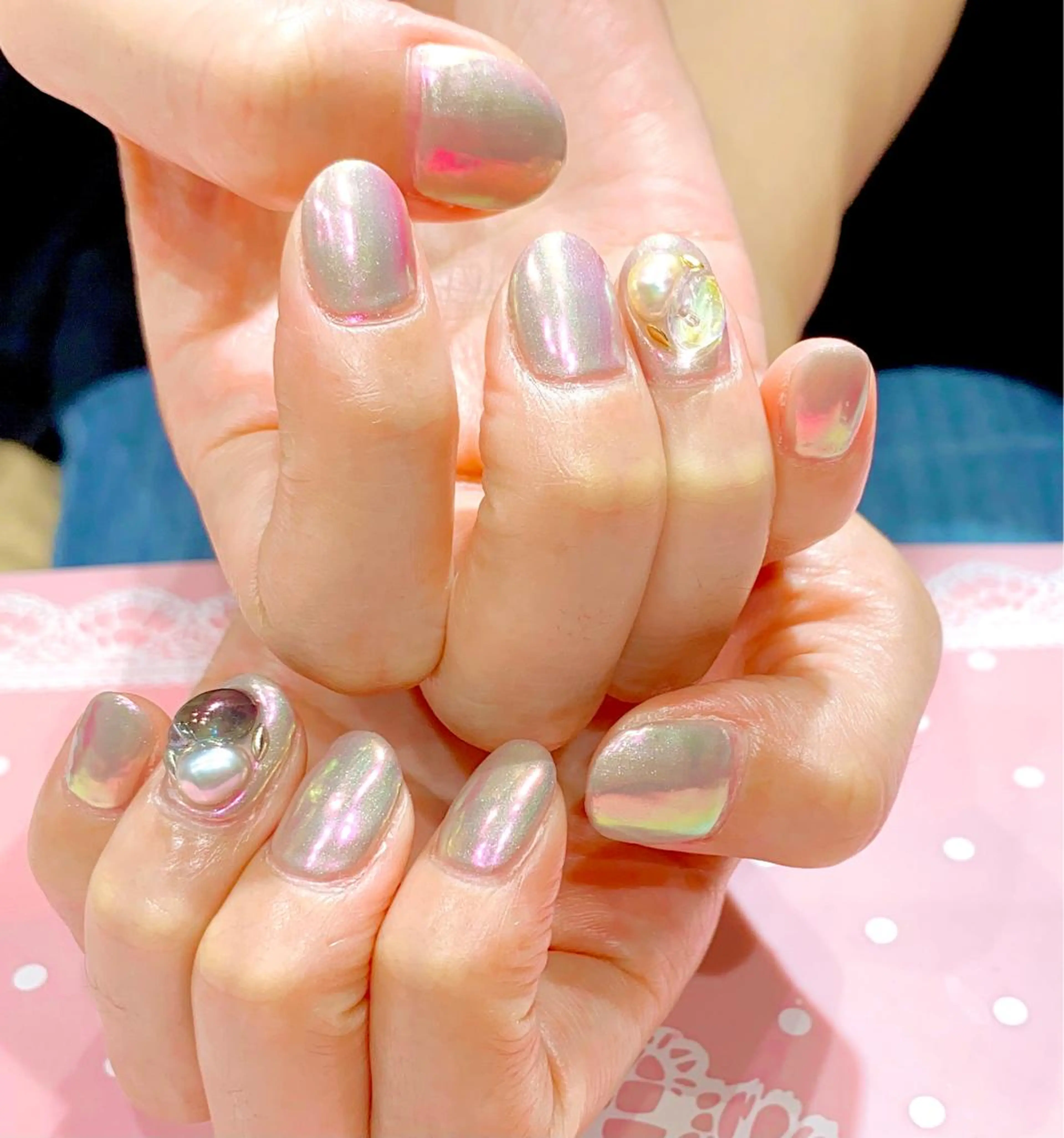 ネイル オーロラネイル ミラーネイル VIST☆ ｍａｍｉのネイルデザイン