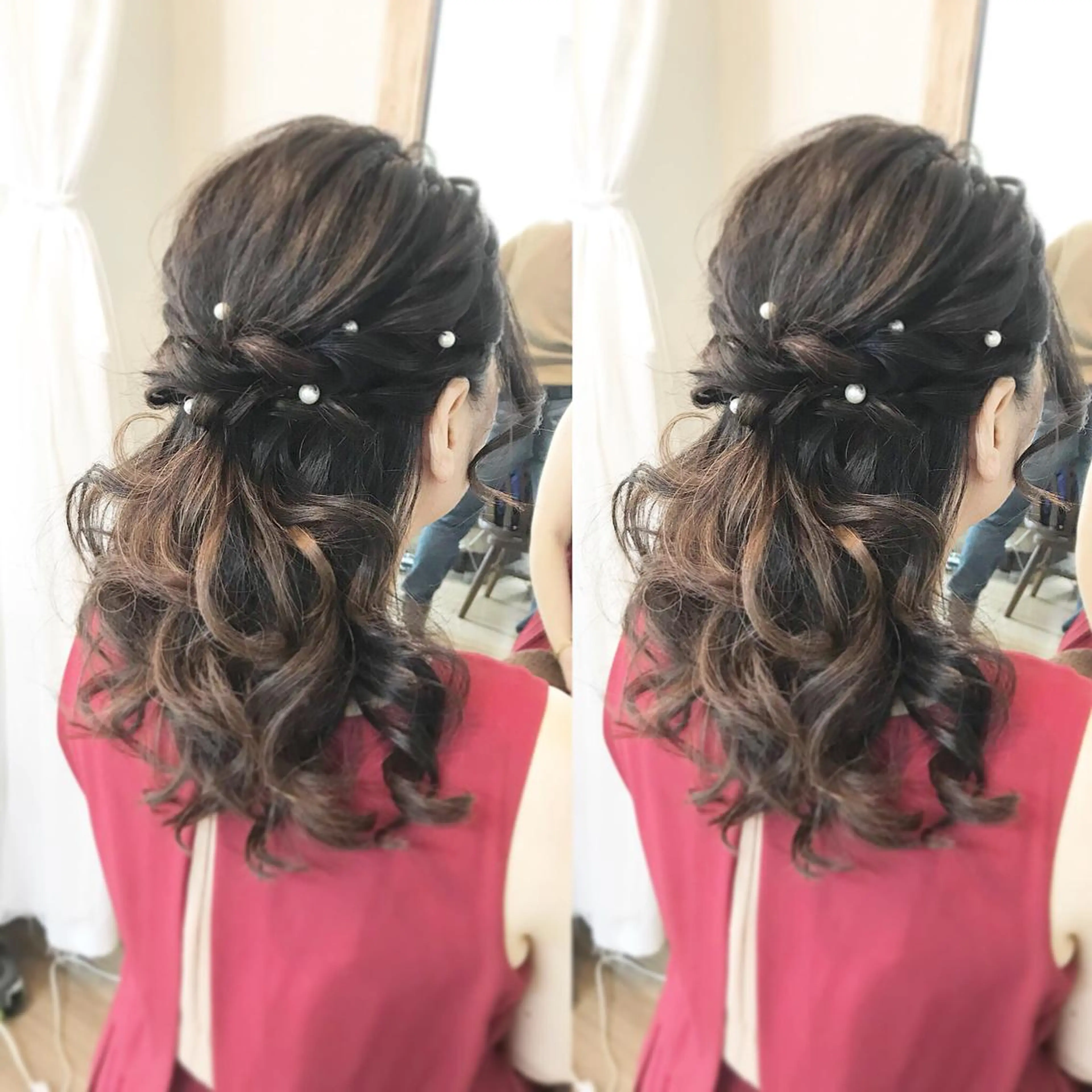 セミロング ヘアアレンジ ハーフアップ 早朝✨ヘアセット 着付け/清水玲歌のヘアスタイル