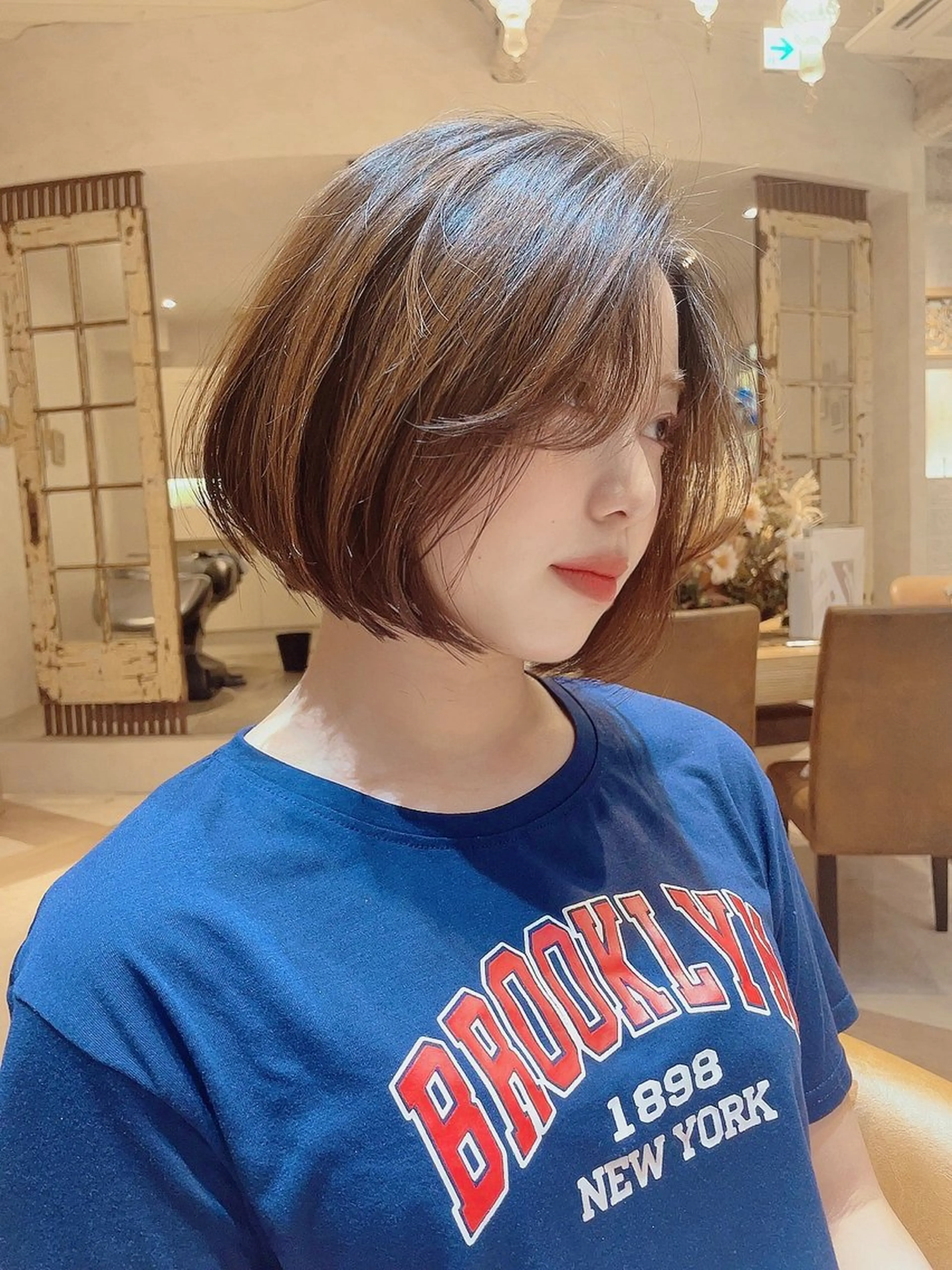 ショート ボブ 顔まわりレイヤー レイヤーカット Kanami/韓国風 /艶カラーのヘアスタイル