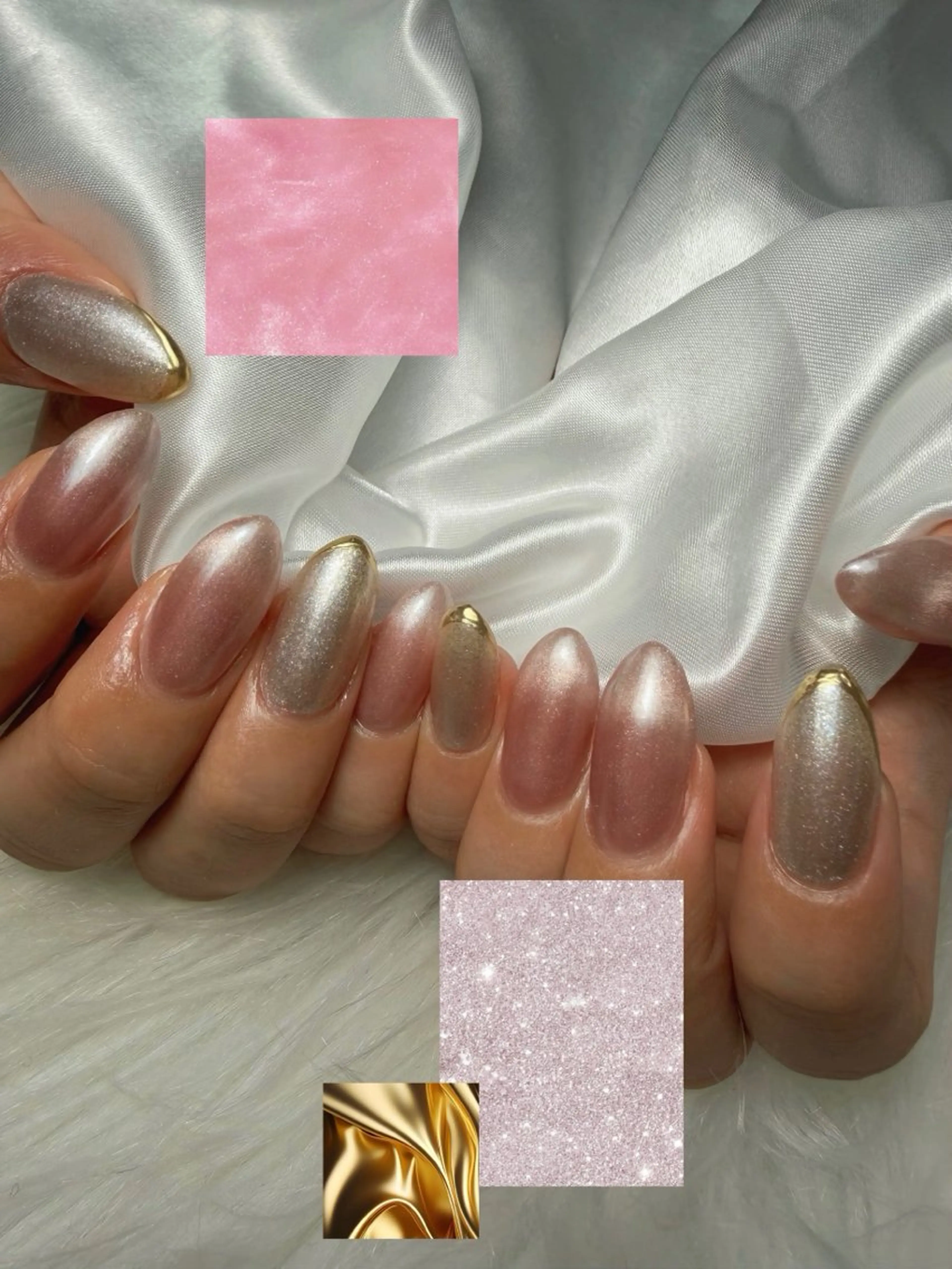 ネイル アートネイル 桜ネイル ジェルネイル マグネットネイル ミラーネイル ハンドネイル ゴテゴテ💙ワンホン リオナのネイルデザイン